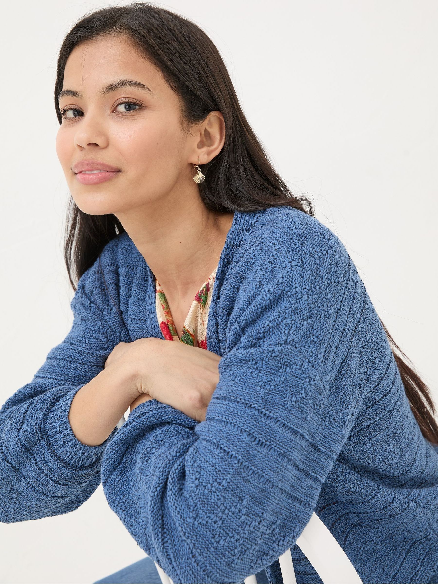 Anna Blue Ikat Tape Cardigan - Image 3 of 5