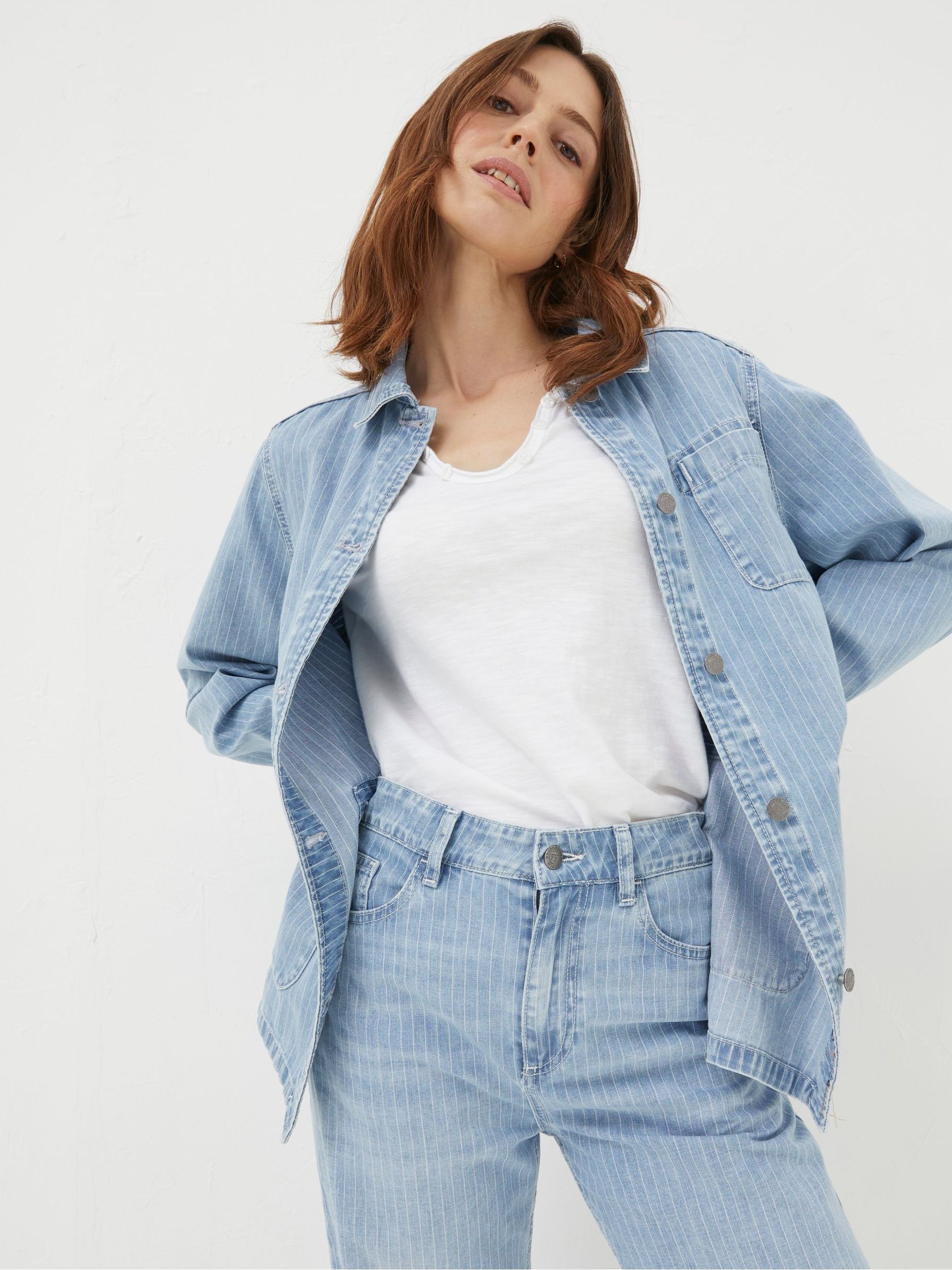 Eden Blue Stripe Denim Worker Jacket - Image 1 of 5