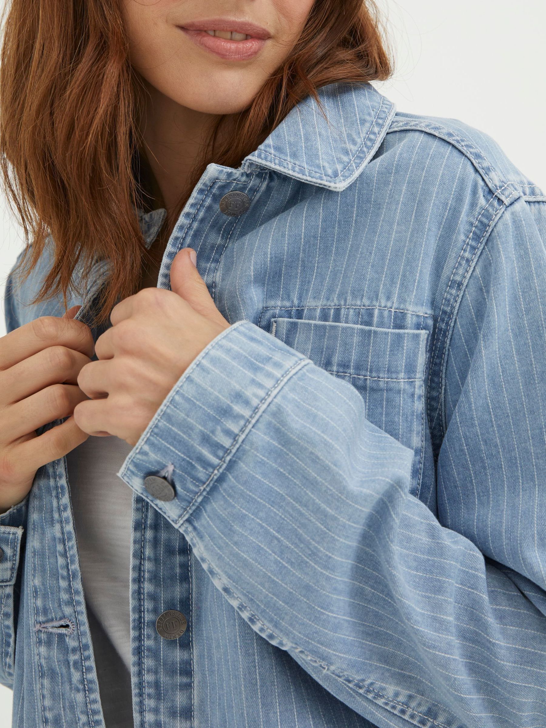 Eden Blue Stripe Denim Worker Jacket - Image 4 of 5