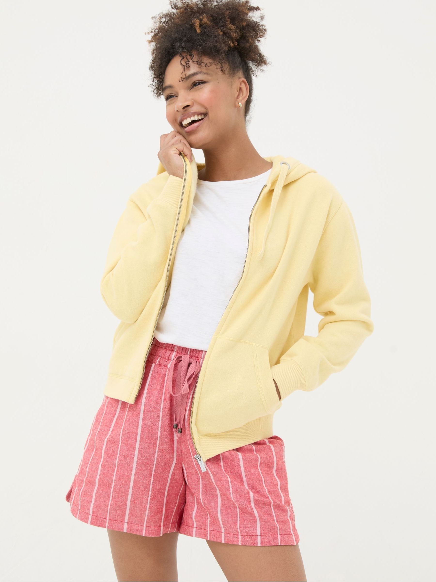 Amy Yellow Zip Through Hoodie | FatFace