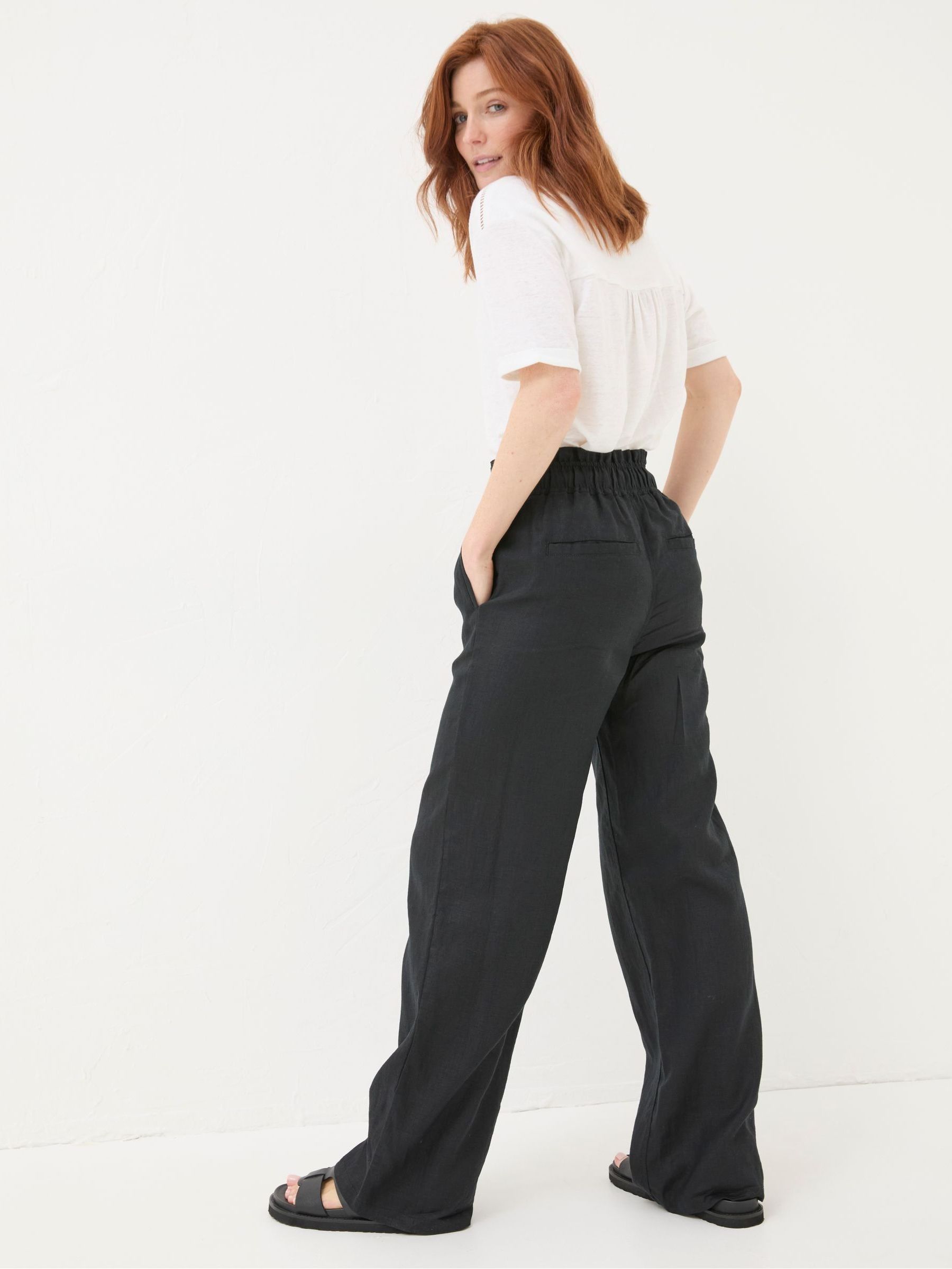 Iva Black Wide Leg Linen Trousers - Image 2 of 6