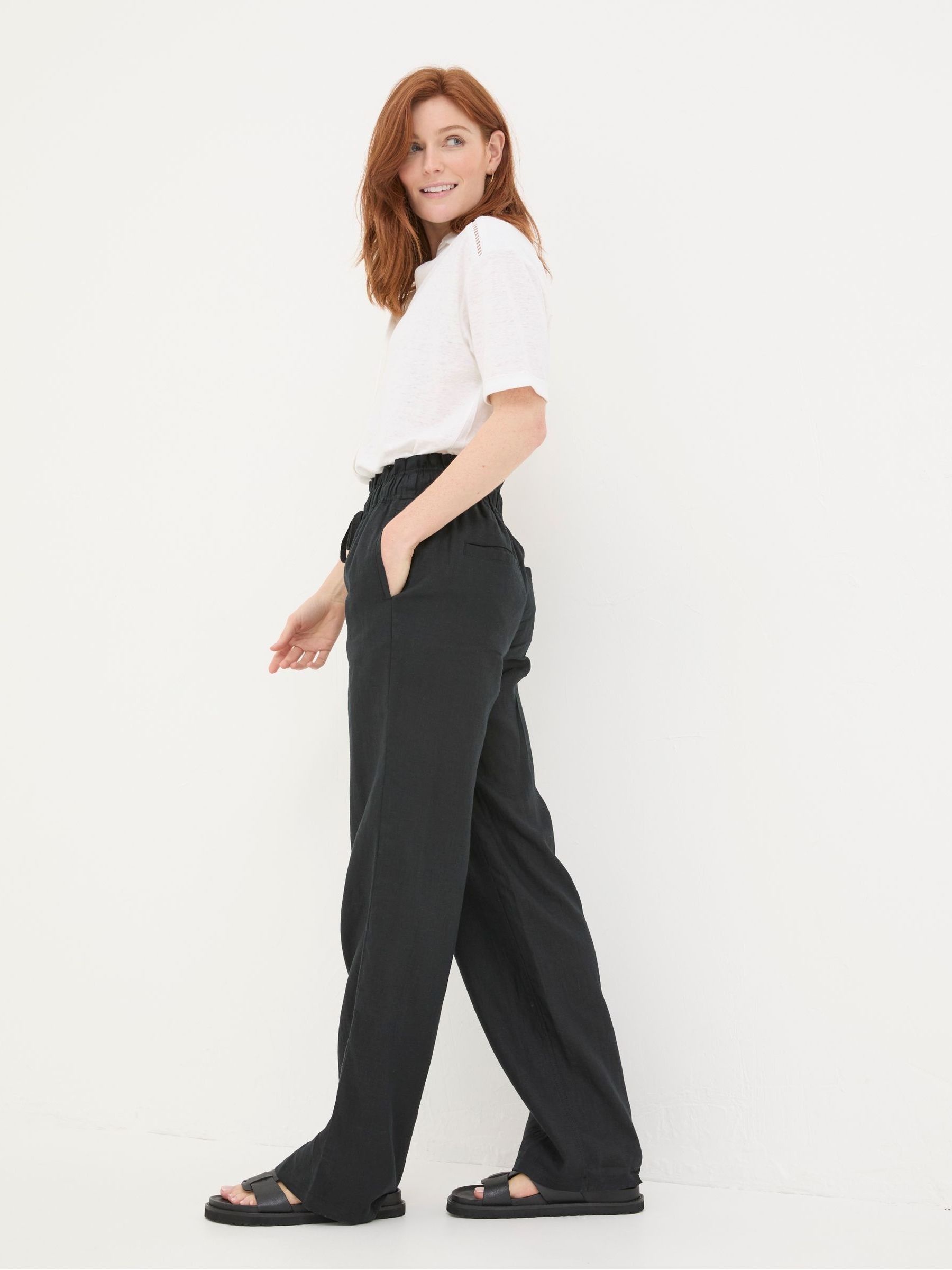 Iva Black Wide Leg Linen Trousers - Image 5 of 6