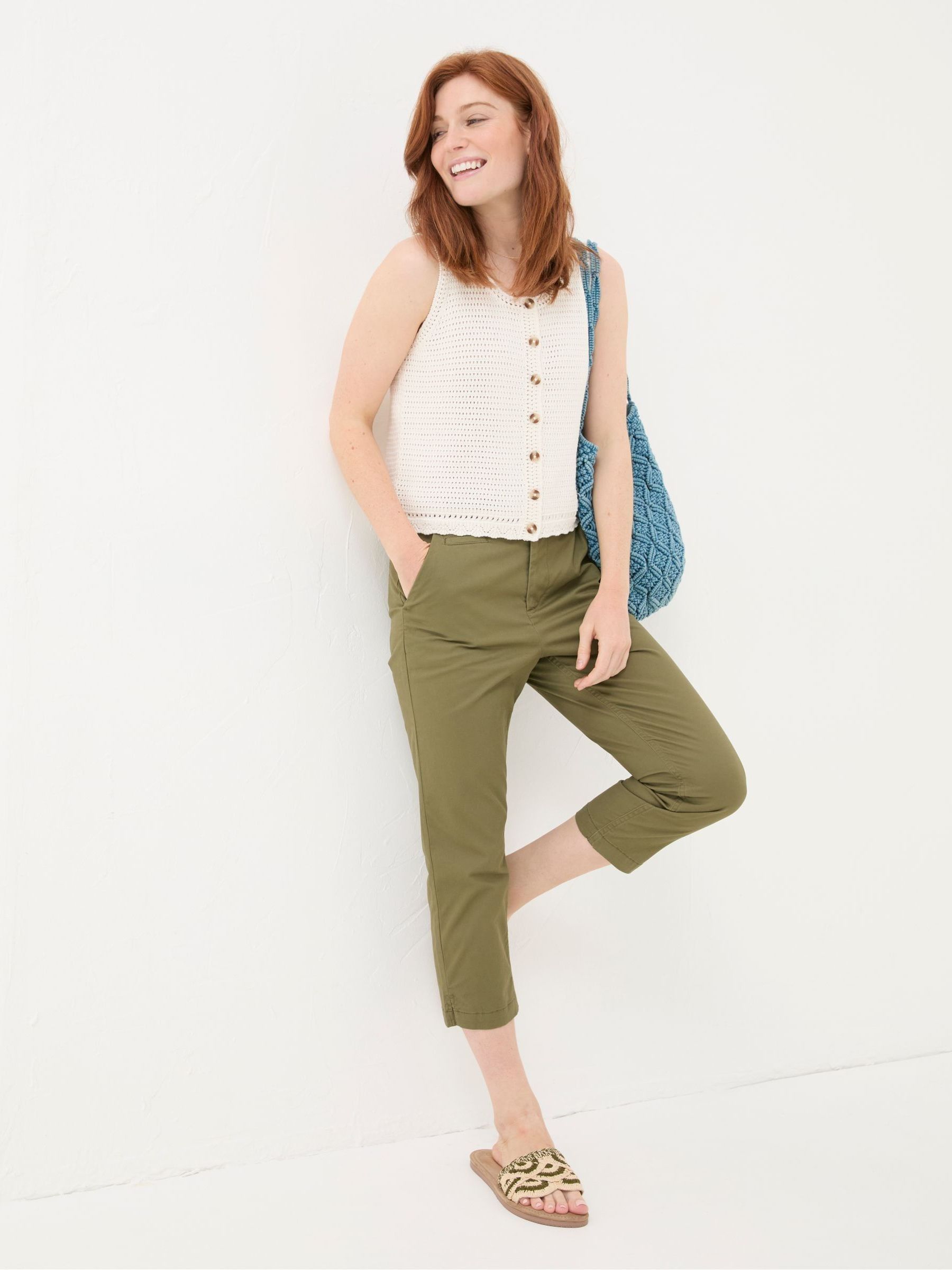 Farnham Green Cropped Chinos - Image 2 of 7
