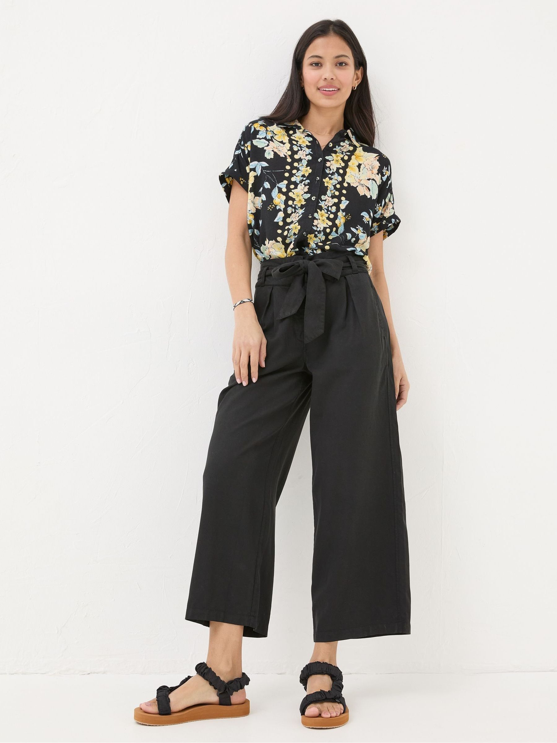 Mina Black Cropped Trousers - Image 1 of 5