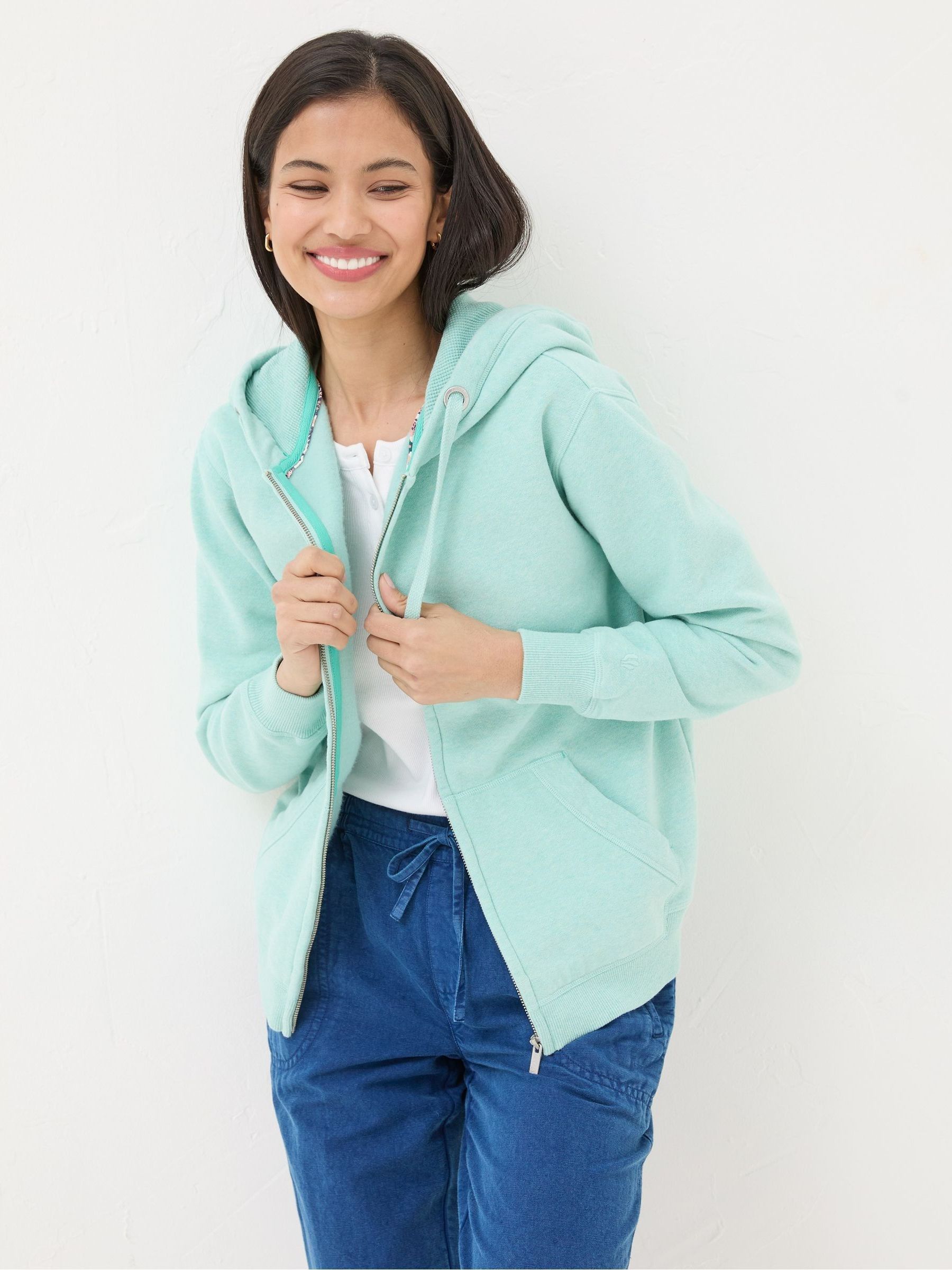 Amy Green Zip Through Hoodie - Image 1 of 6