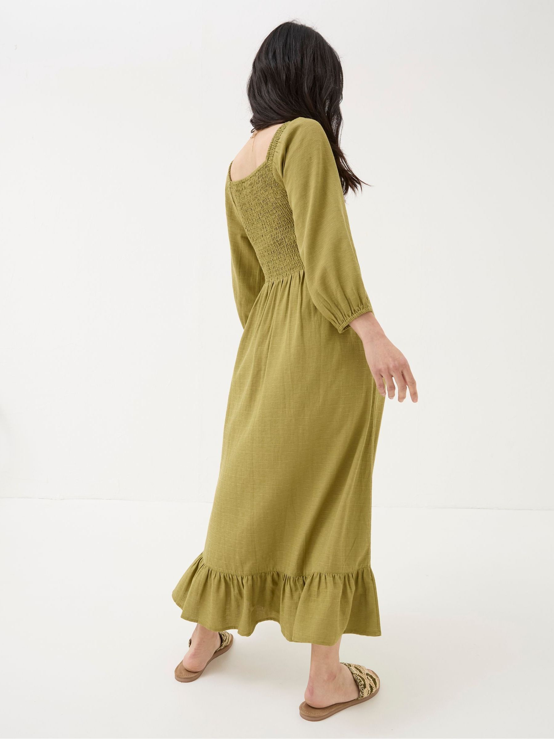 Adele Green Midi Dress With Linen - Image 2 of 7