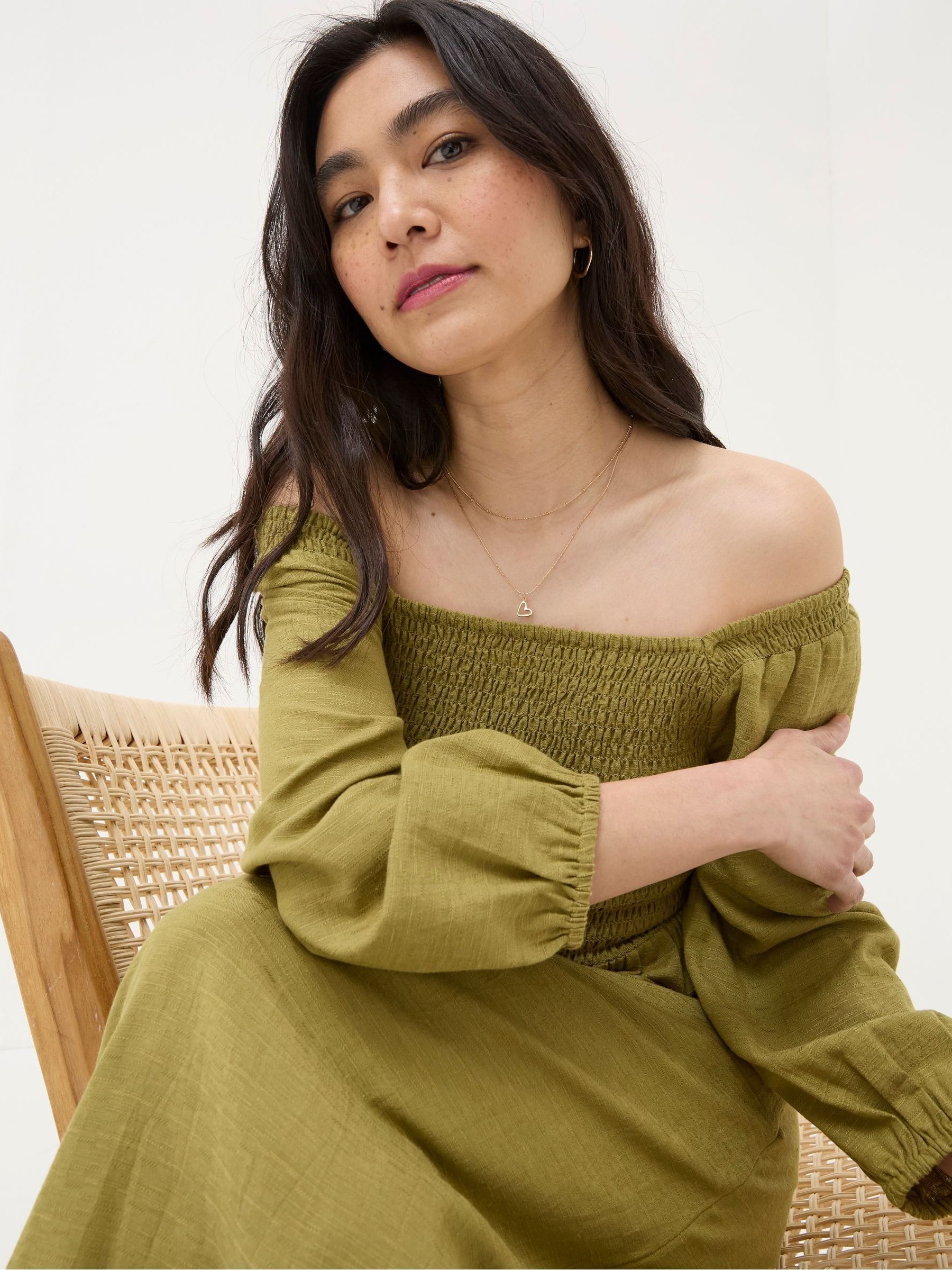 Adele Green Midi Dress With Linen - Image 3 of 7
