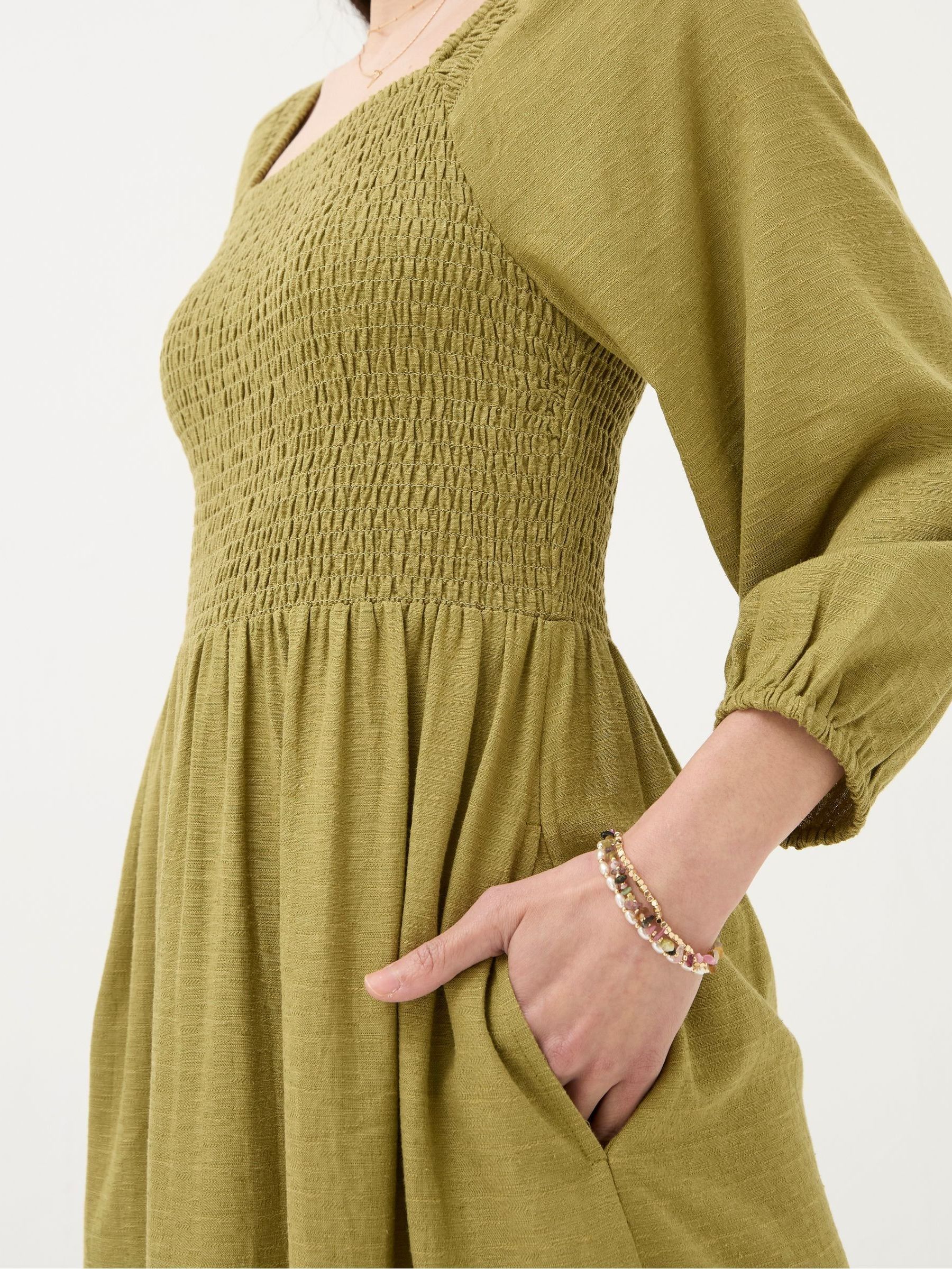 Adele Green Midi Dress With Linen - Image 4 of 7