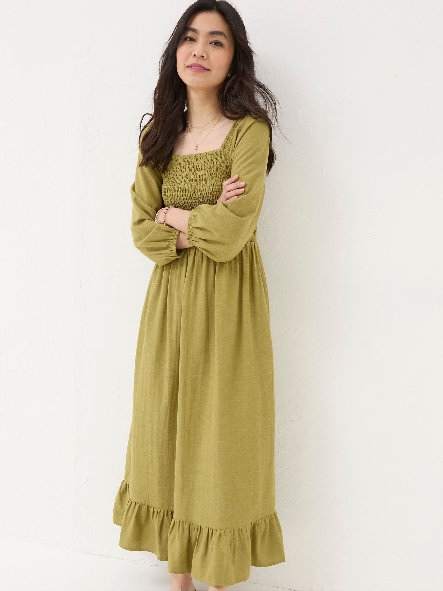 Adele Green Midi Dress With Linen - Image 5 of 7
