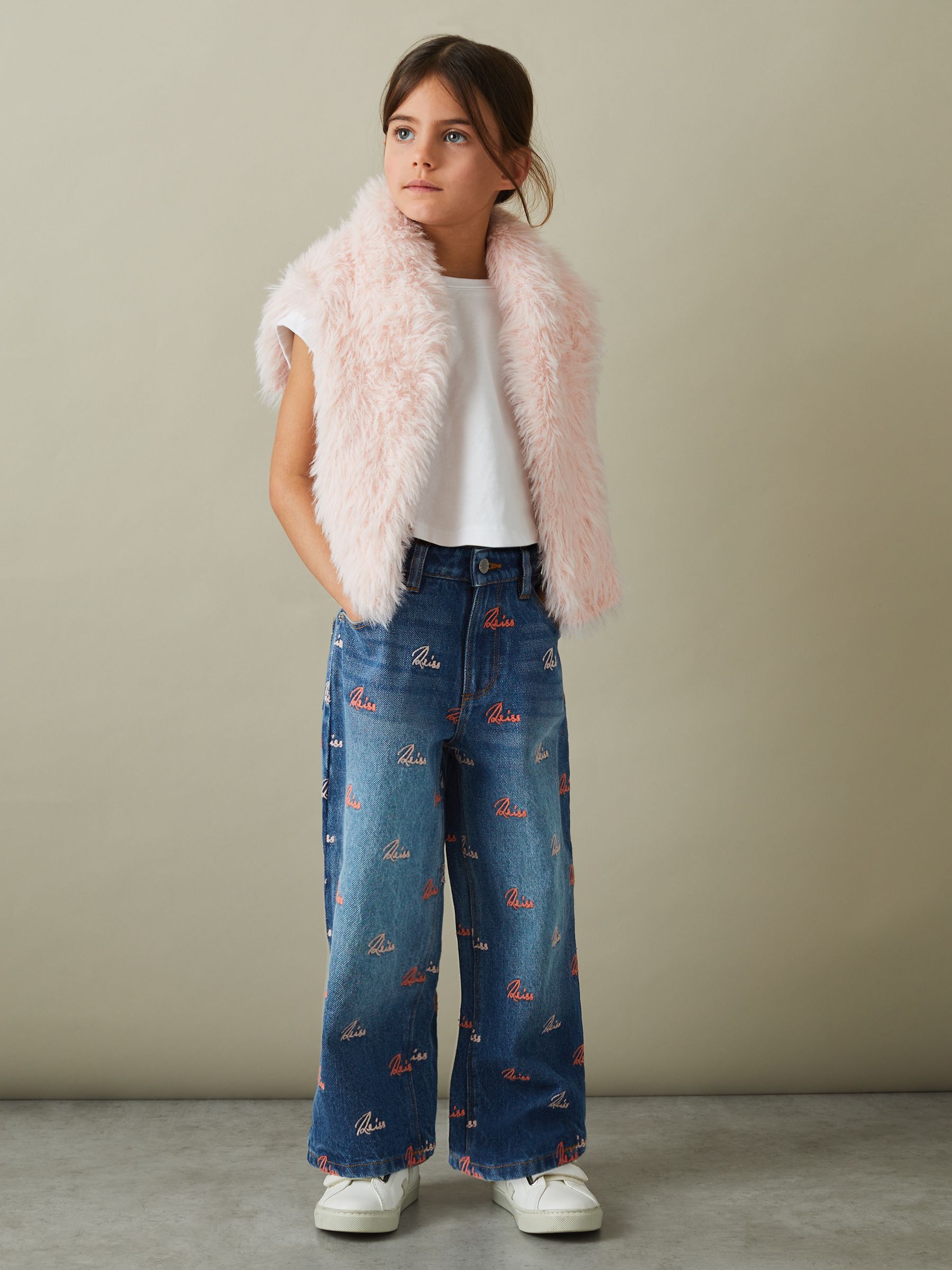4-9 yrs Relaxed Embroidered Logo Jeans in Blue - Image 1 of 4