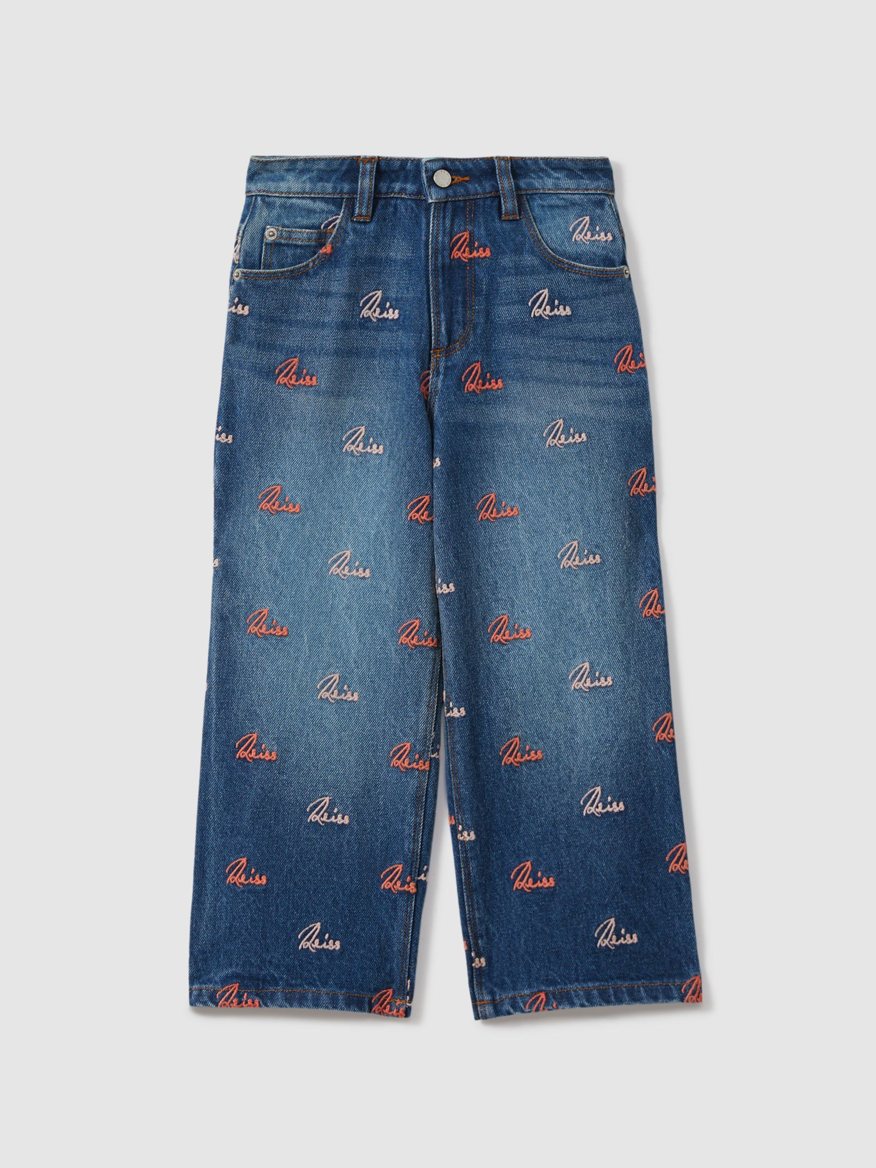 4-9 yrs Relaxed Embroidered Logo Jeans in Blue - Image 2 of 4