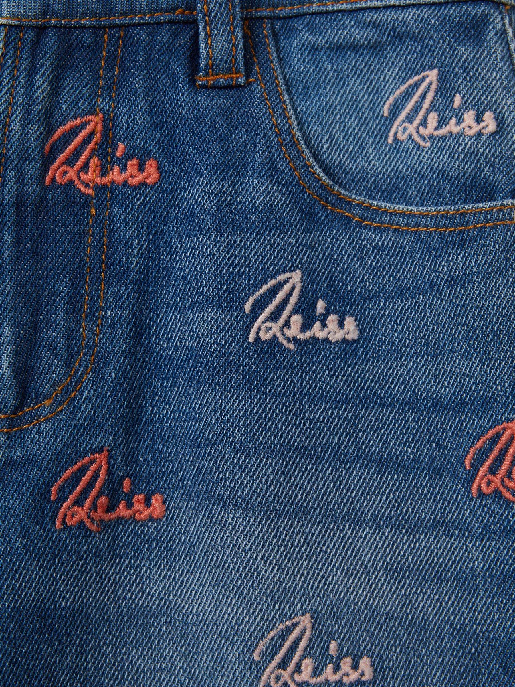 4-9 yrs Relaxed Embroidered Logo Jeans in Blue - Image 4 of 4