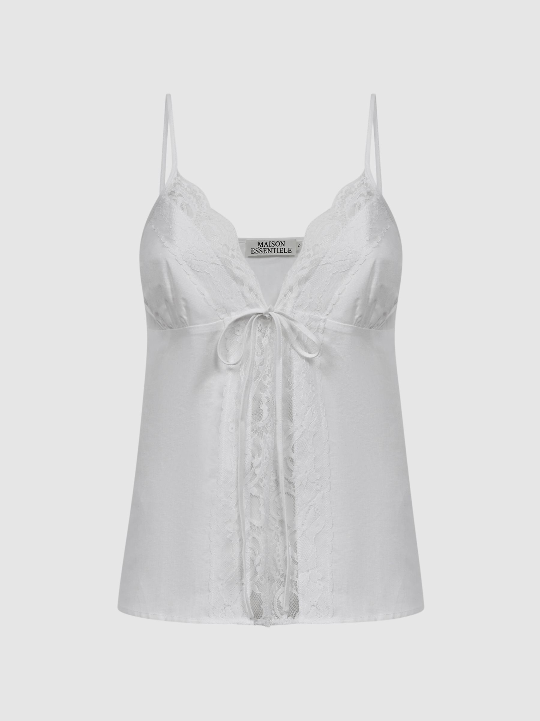 Maison Essentiele Cotton-Linen Cami in Optic White - Image 2 of 5