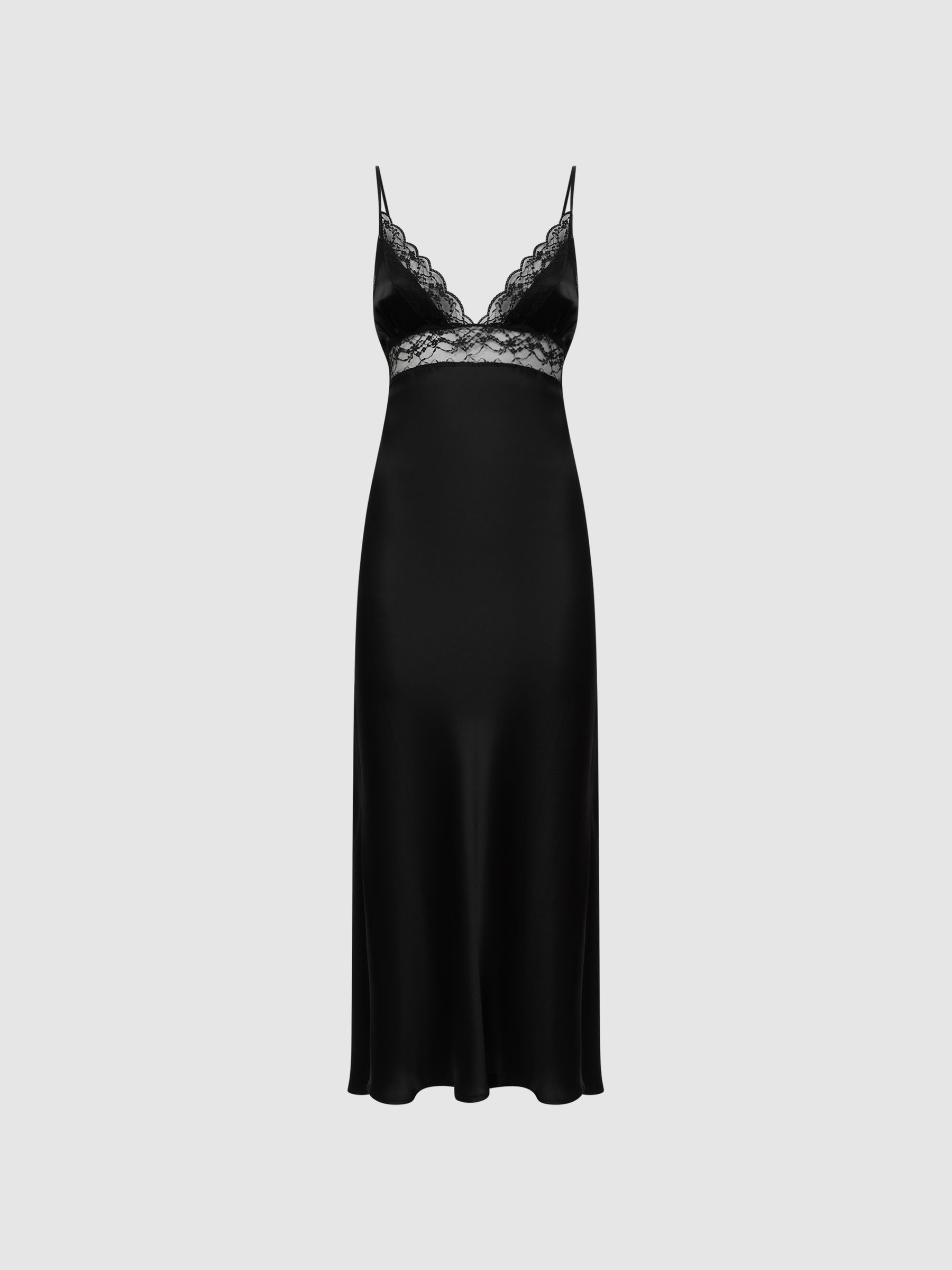 Maison Essentiele Silk Lace Midi Dress in Black - Image 2 of 4