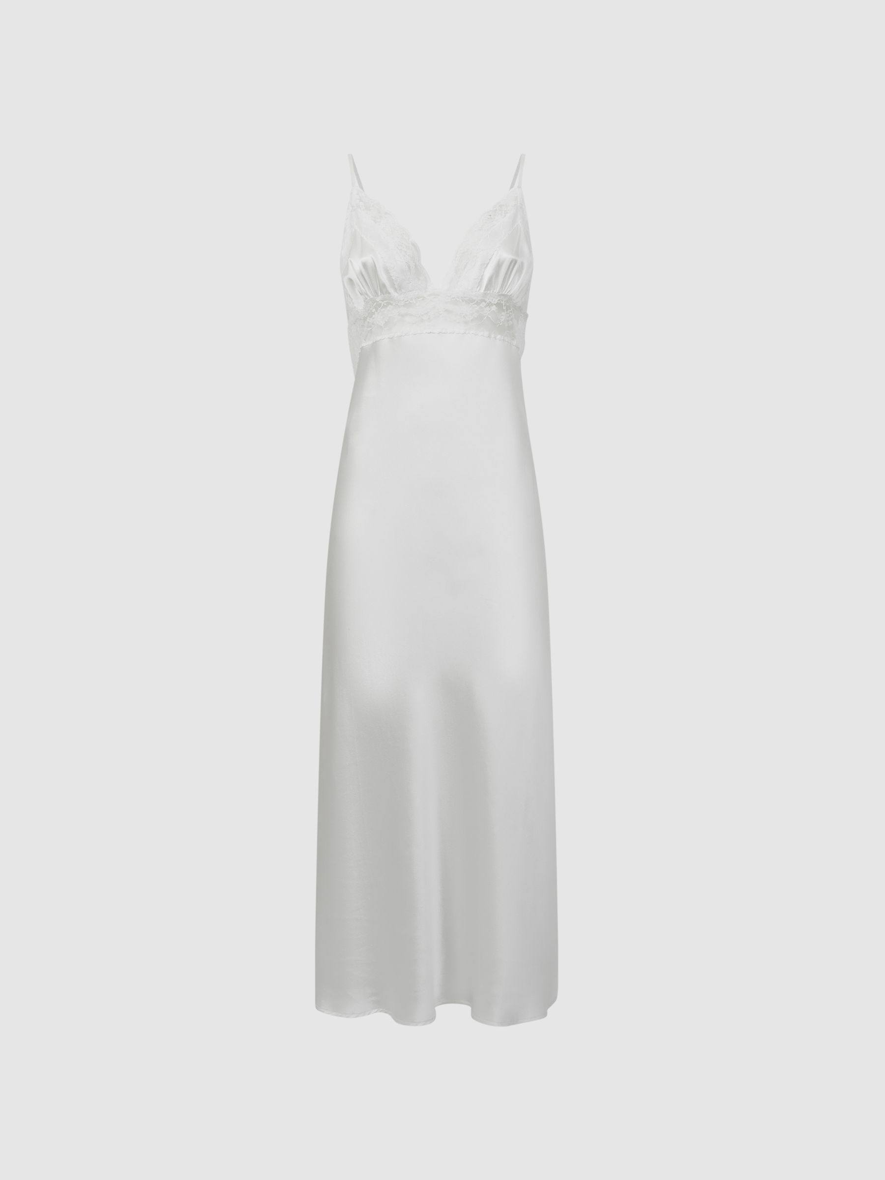 Maison Essentiele Silk Lace Midi Dress in Optic White - Image 2 of 4