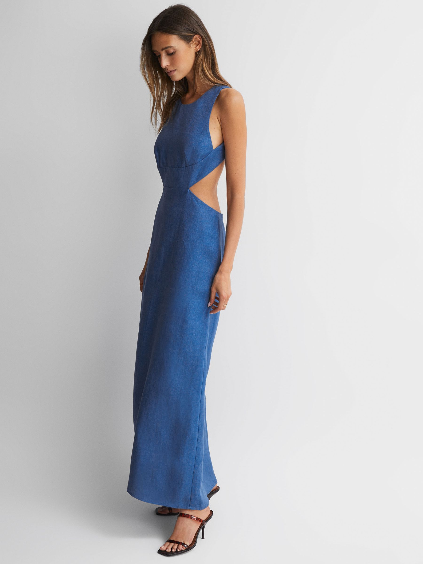Bondi Born Linen Maxi Dress in Sapphire Blue - Image 1 of 4