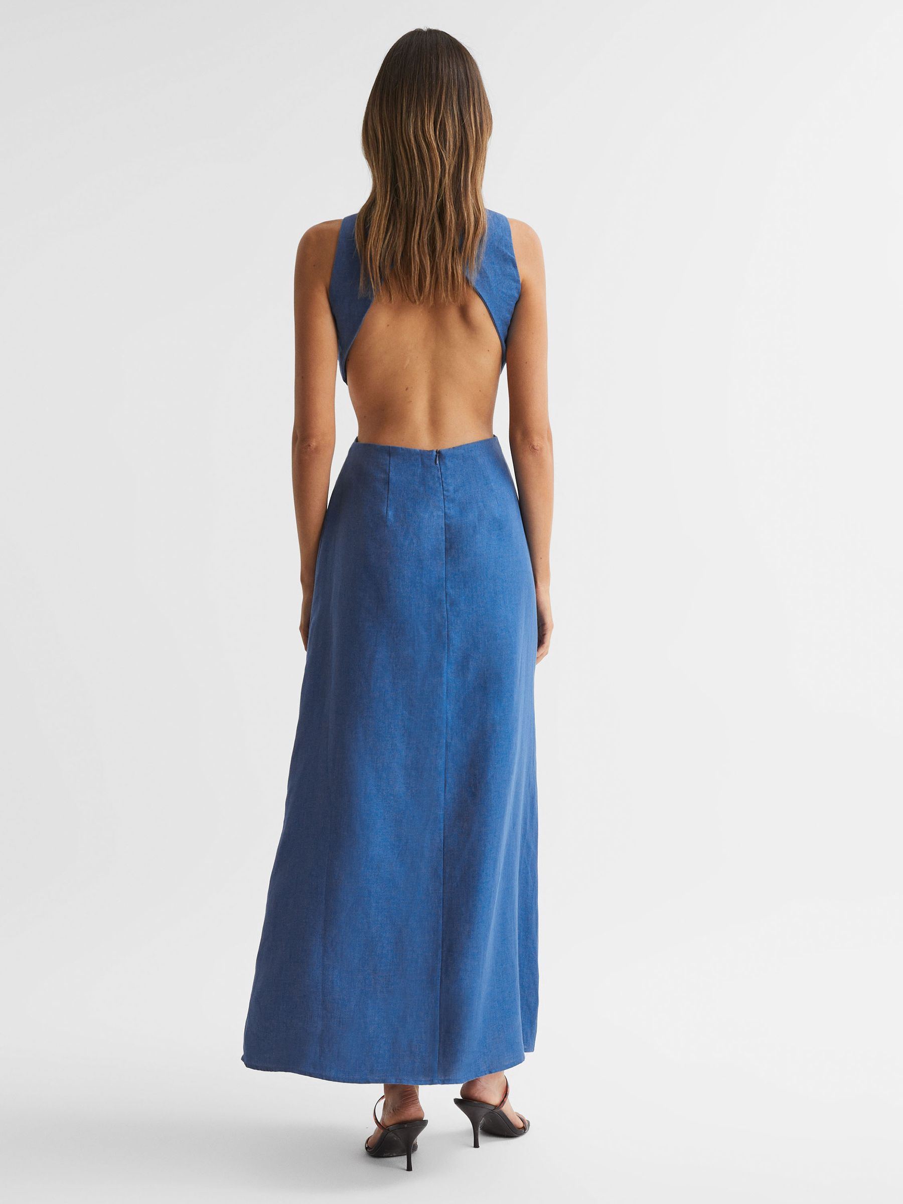 Bondi Born Linen Maxi Dress in Sapphire Blue - Image 4 of 4