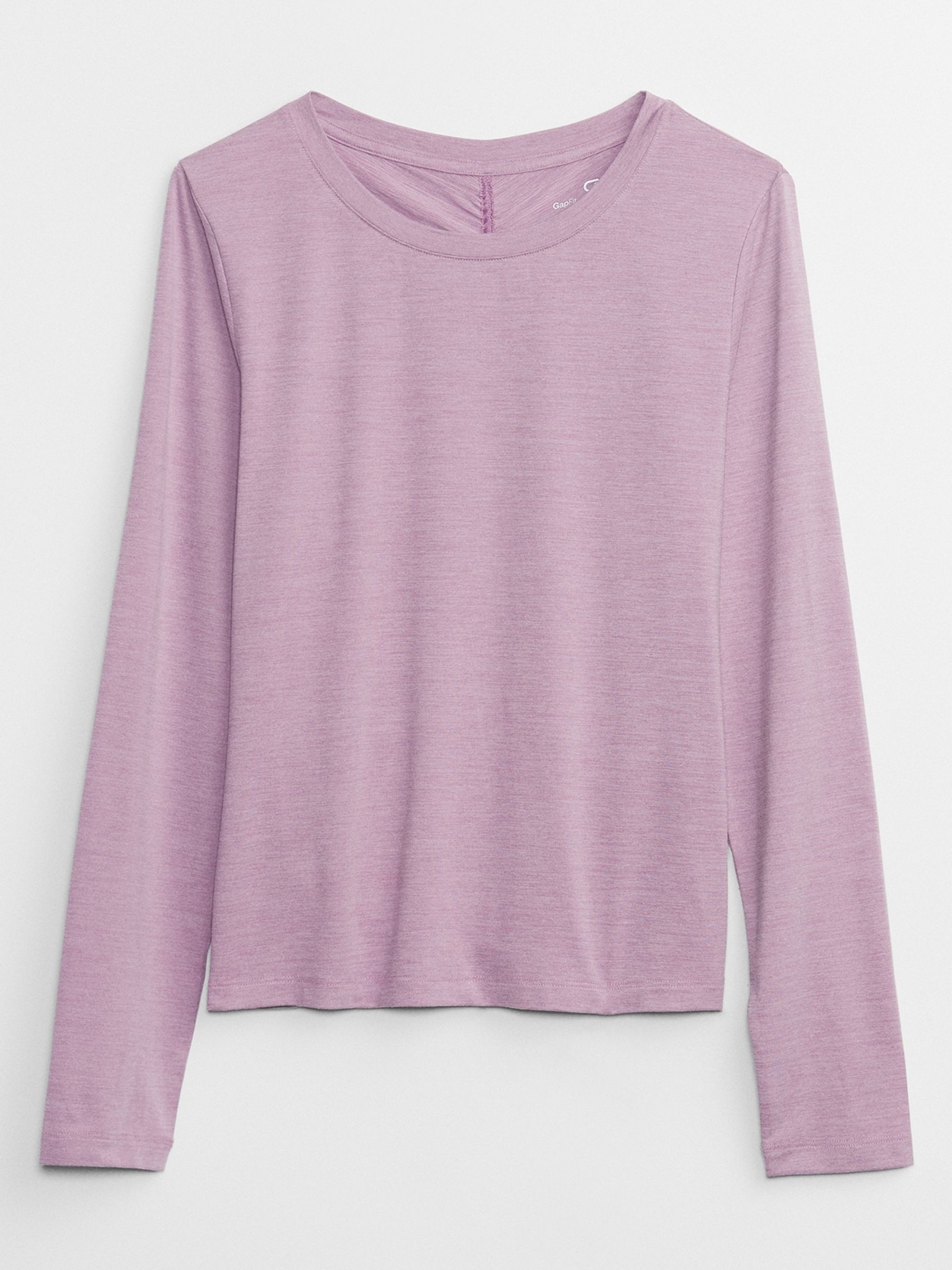 Purple Fitted Ruched Long Sleeve Crew Neck Top - Image 3 of 4