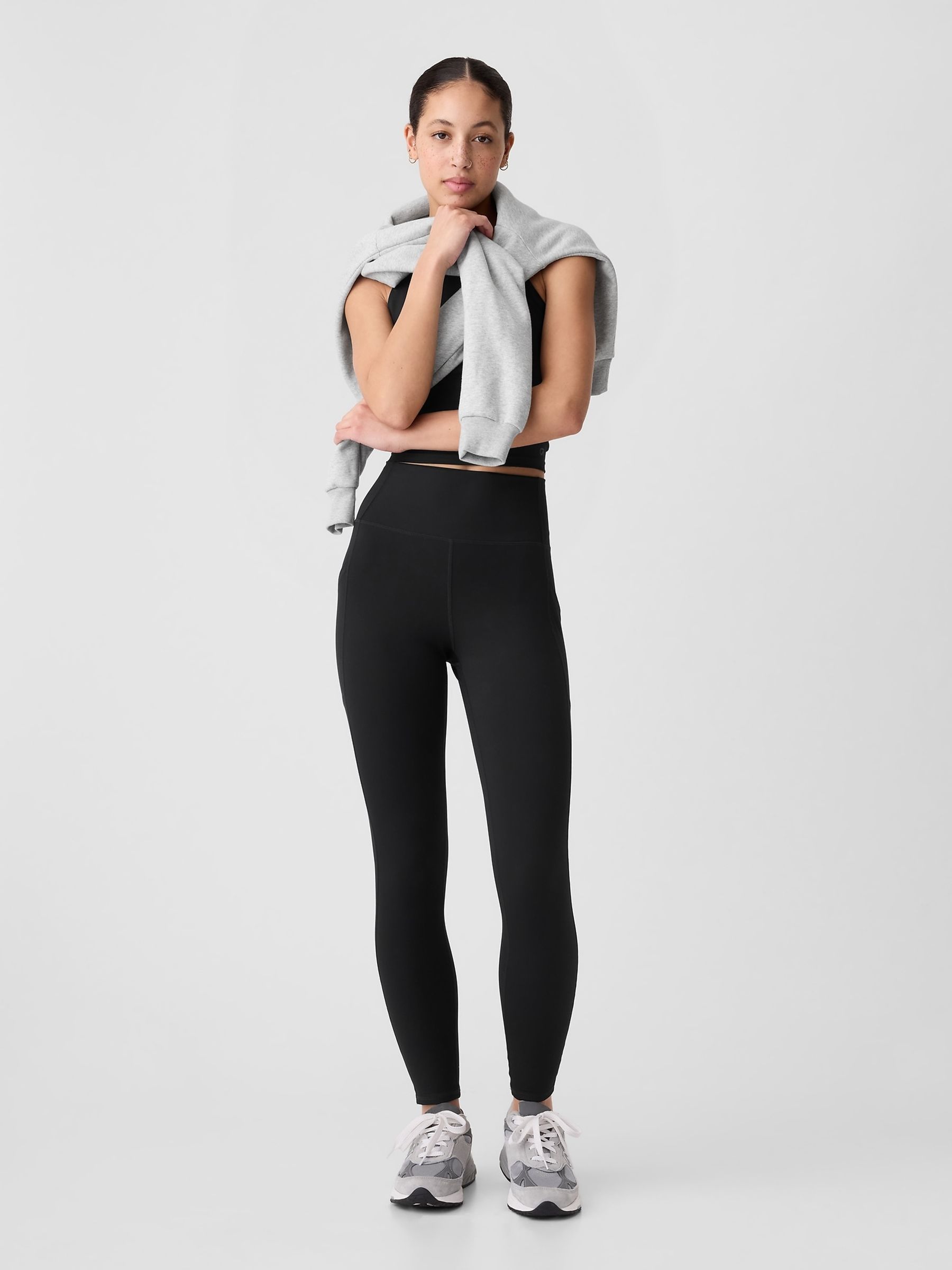Black Full Length High Waisted Studio Leggings - Image 4 of 6