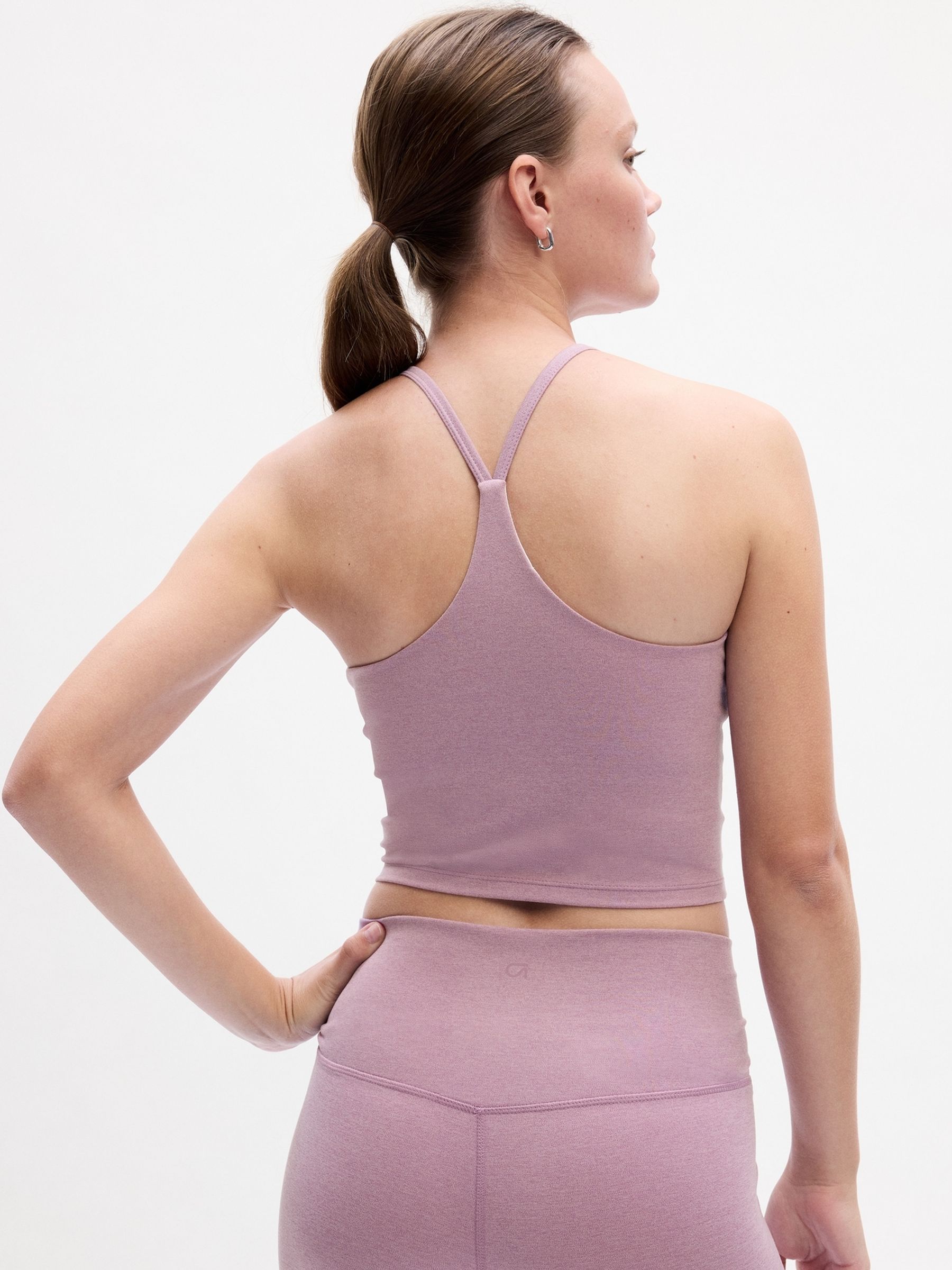 Purple High Neck Cropped Racerback Bra - Image 2 of 2