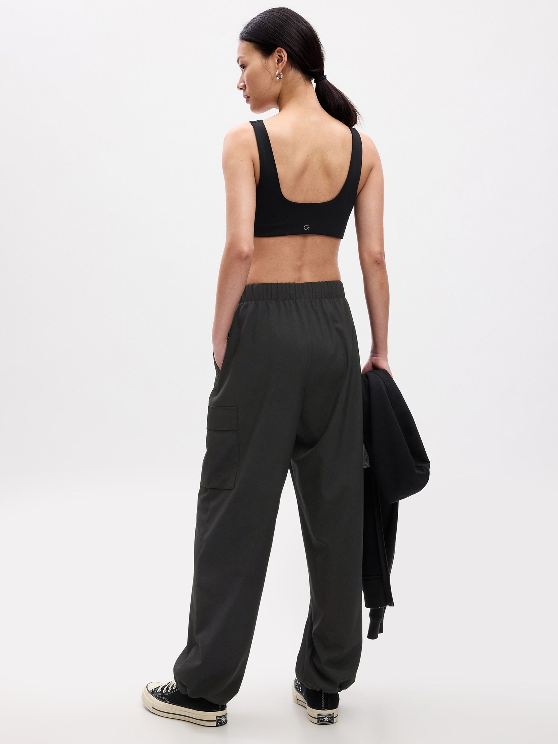 Black Fit Parachute Runaround Cargo Trousers - Image 2 of 4