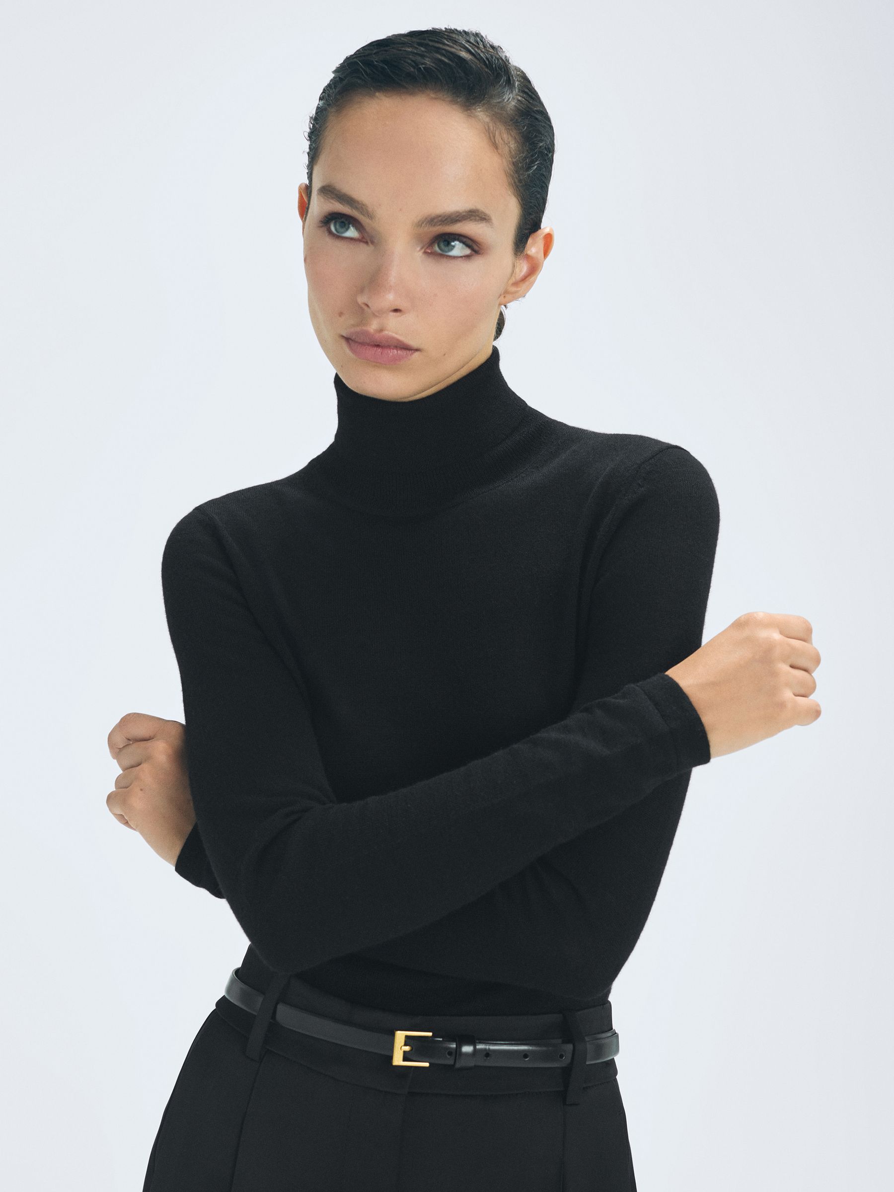 Atelier Cashmere Roll Neck Top in Black - Image 1 of 5