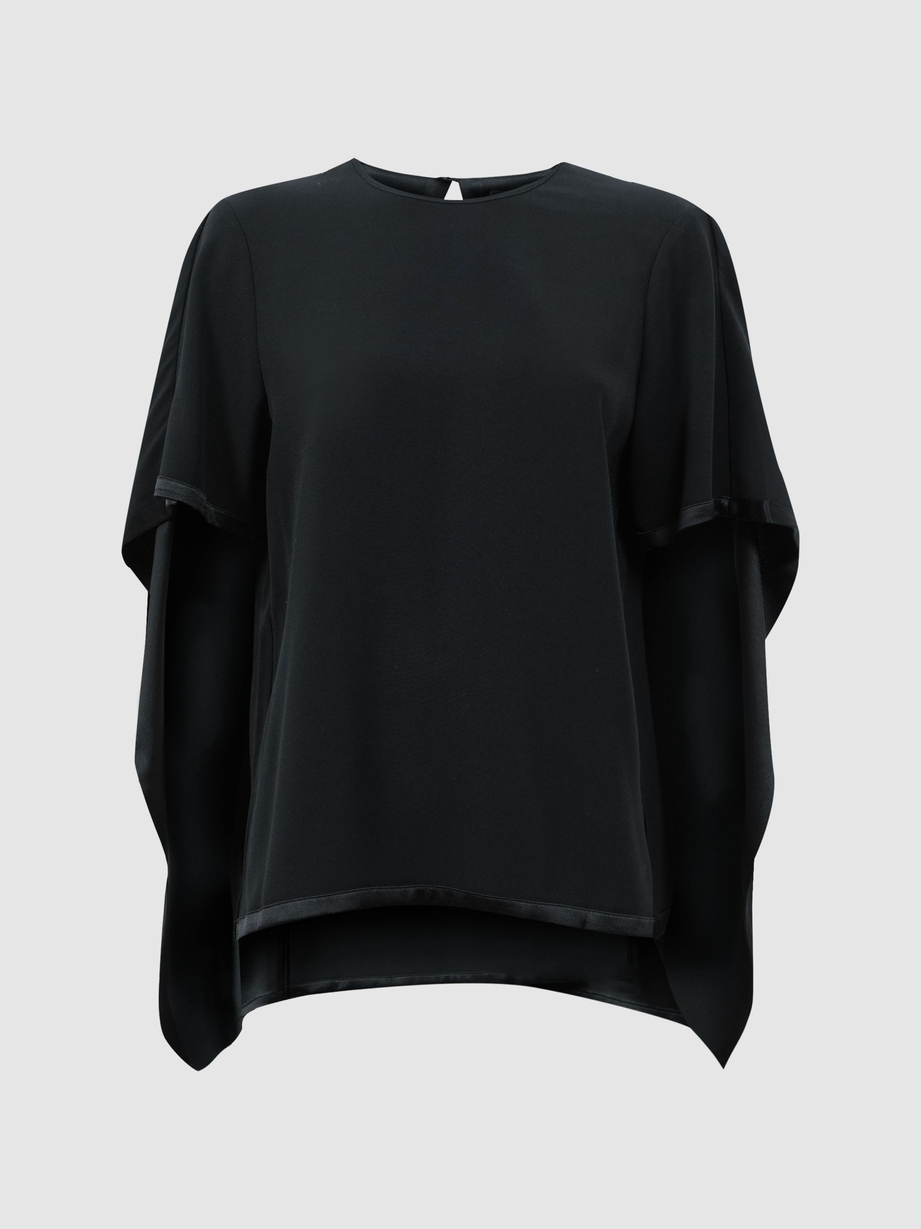 Satin Cape Style Top in Black - Image 2 of 7