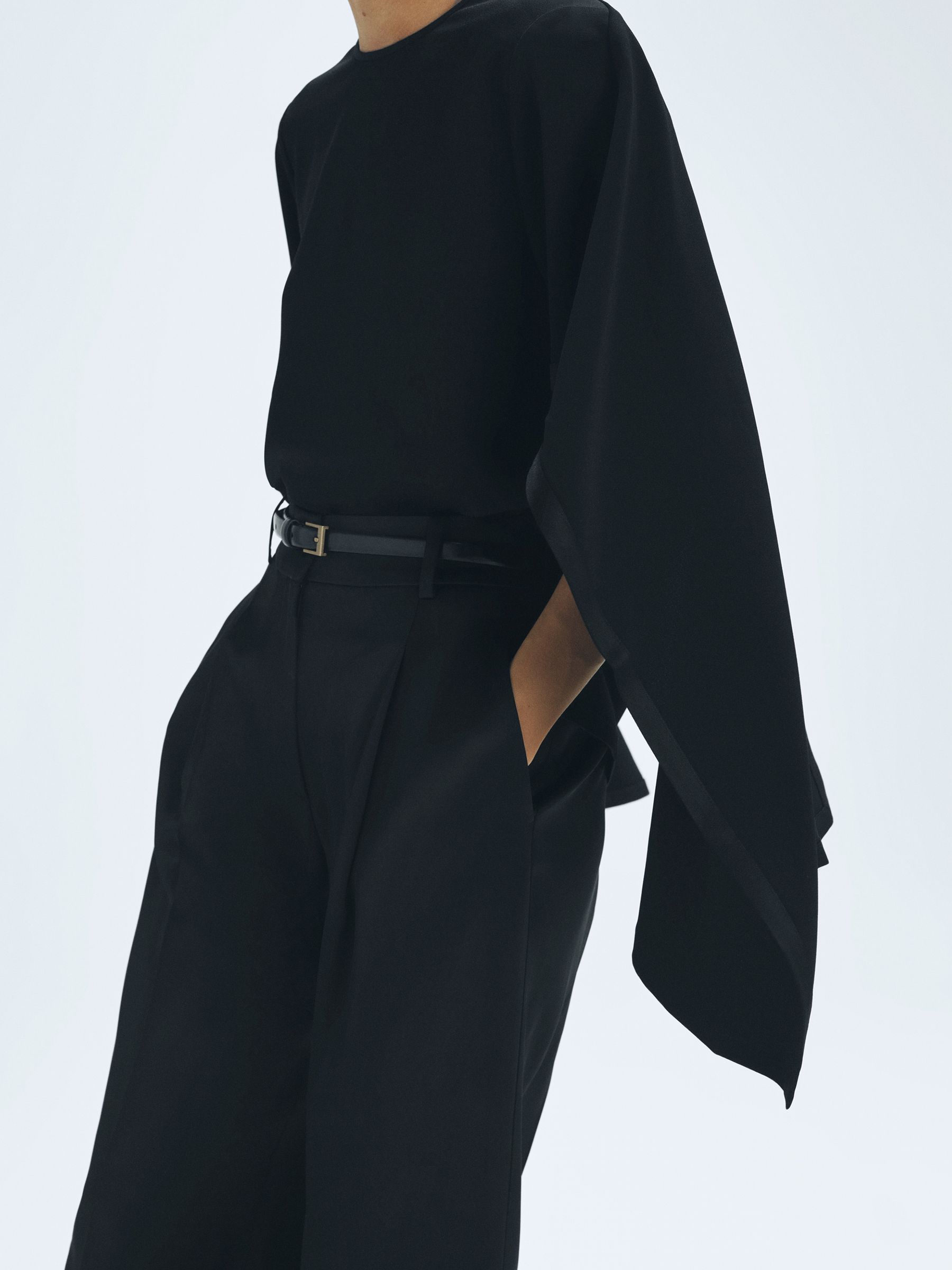 Satin Cape Style Top in Black - Image 3 of 7