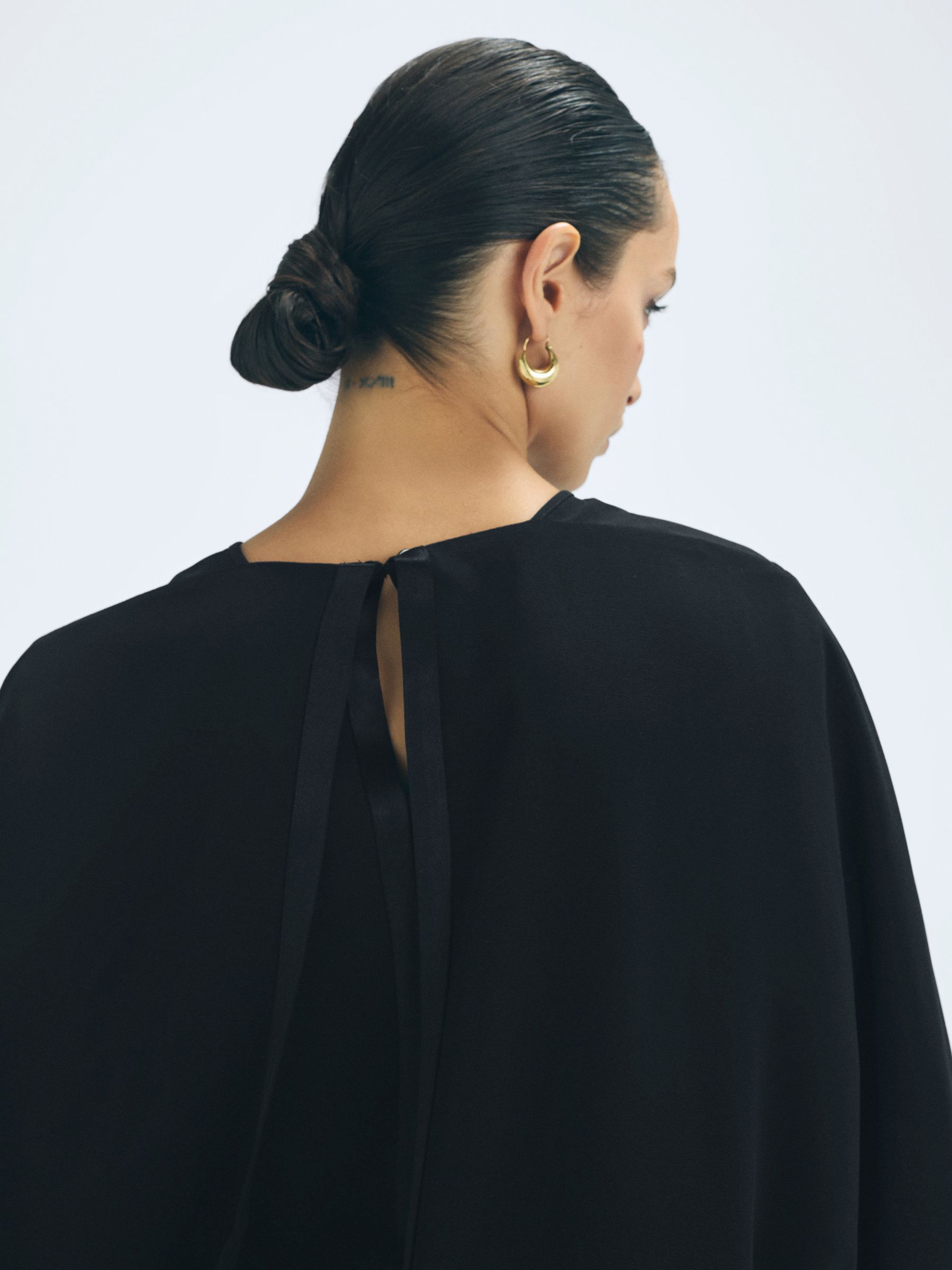 Satin Cape Style Top in Black - Image 5 of 7