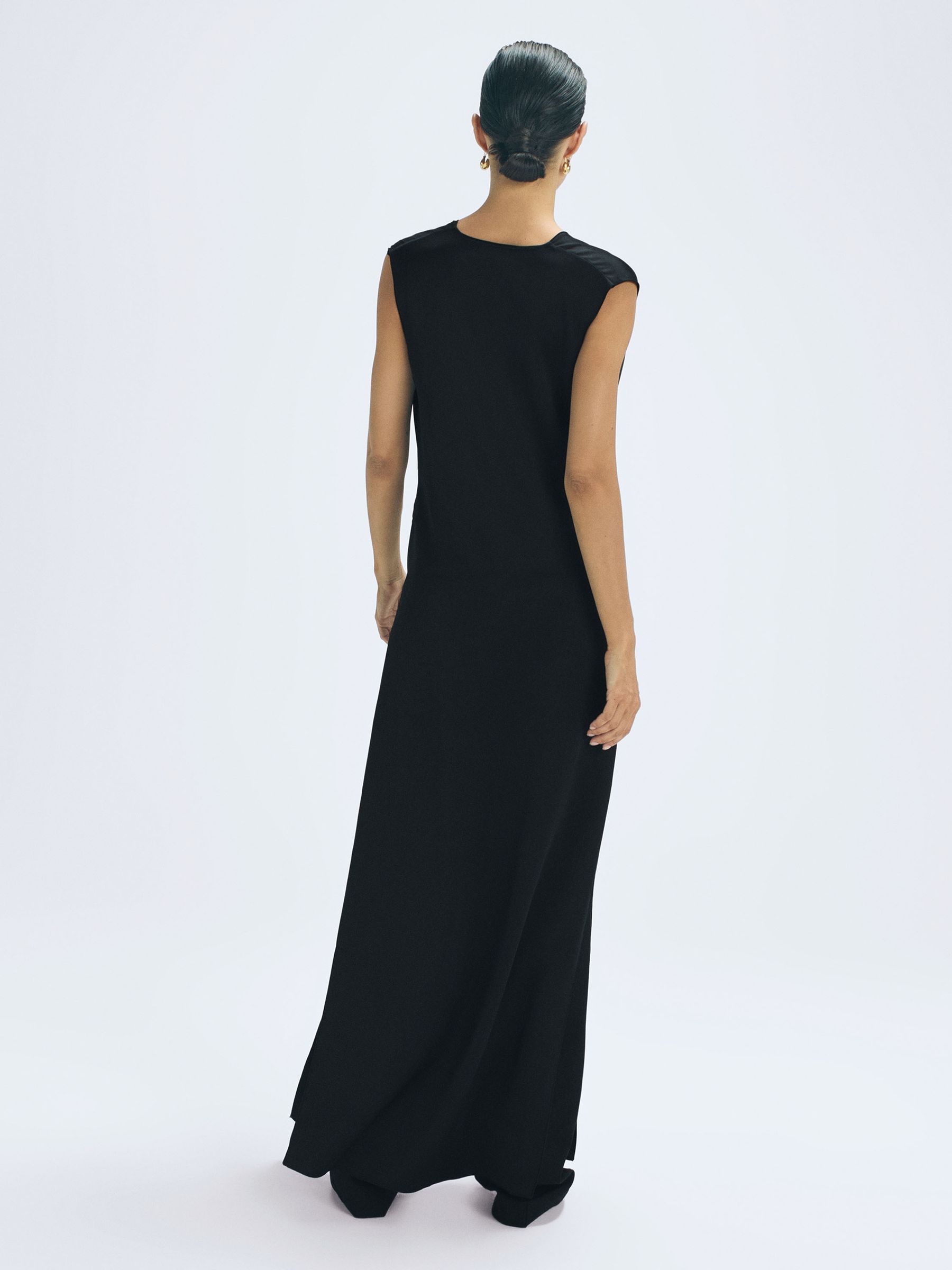 Draped Plunge Neck Maxi Top in Black - Image 5 of 6