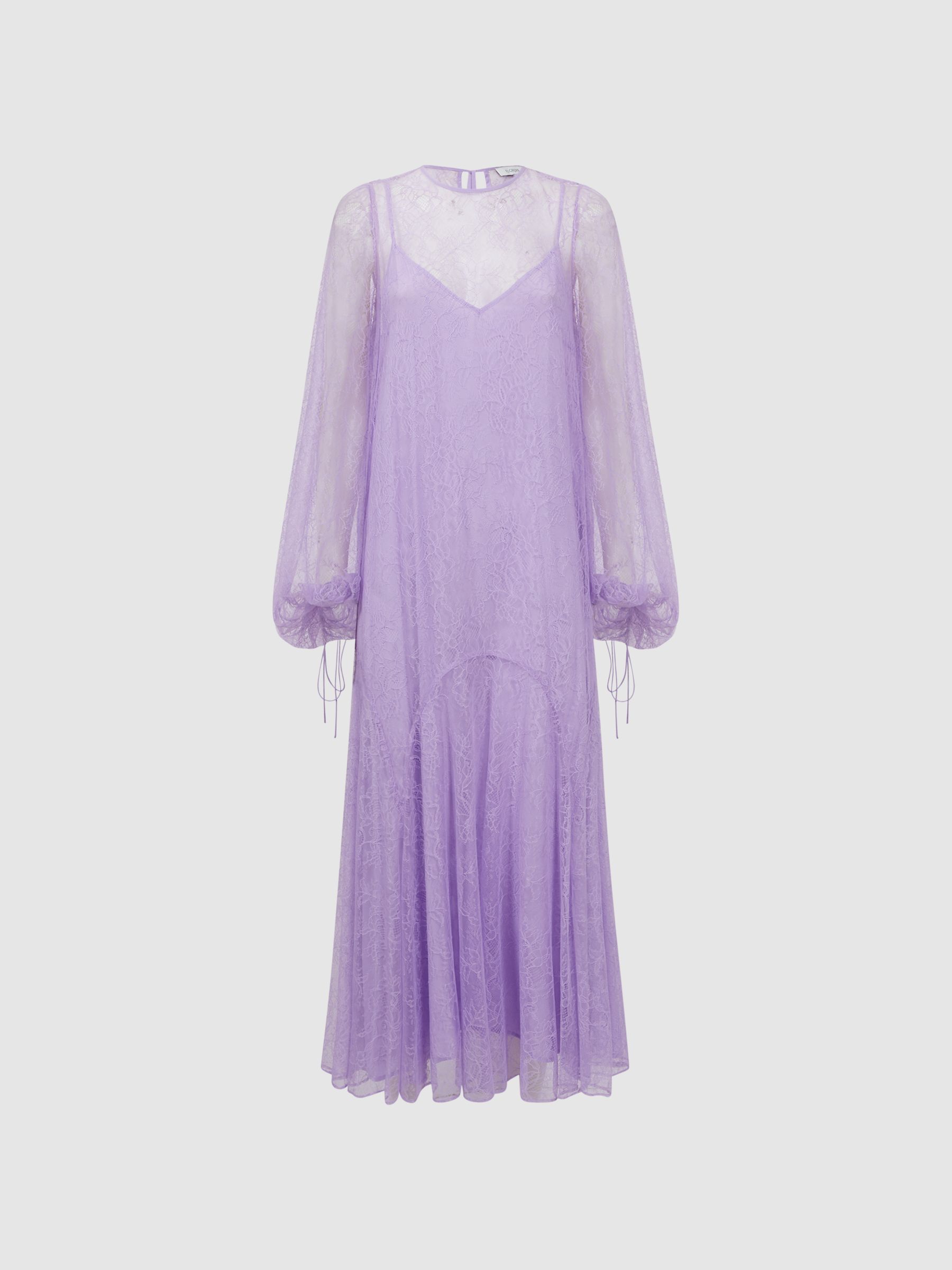 Florere Lace Midi Dress in Lilac - Image 2 of 6