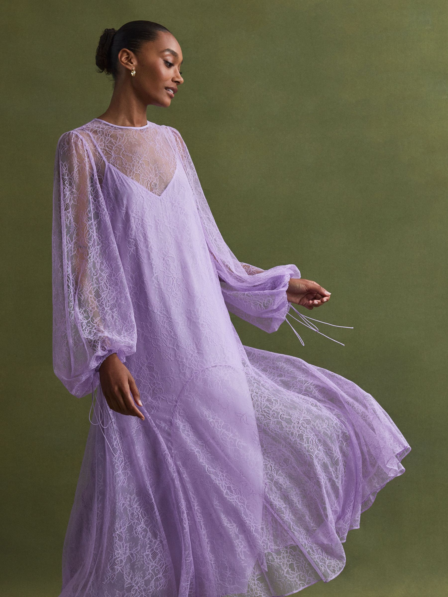Florere Lace Midi Dress in Lilac - Image 4 of 6
