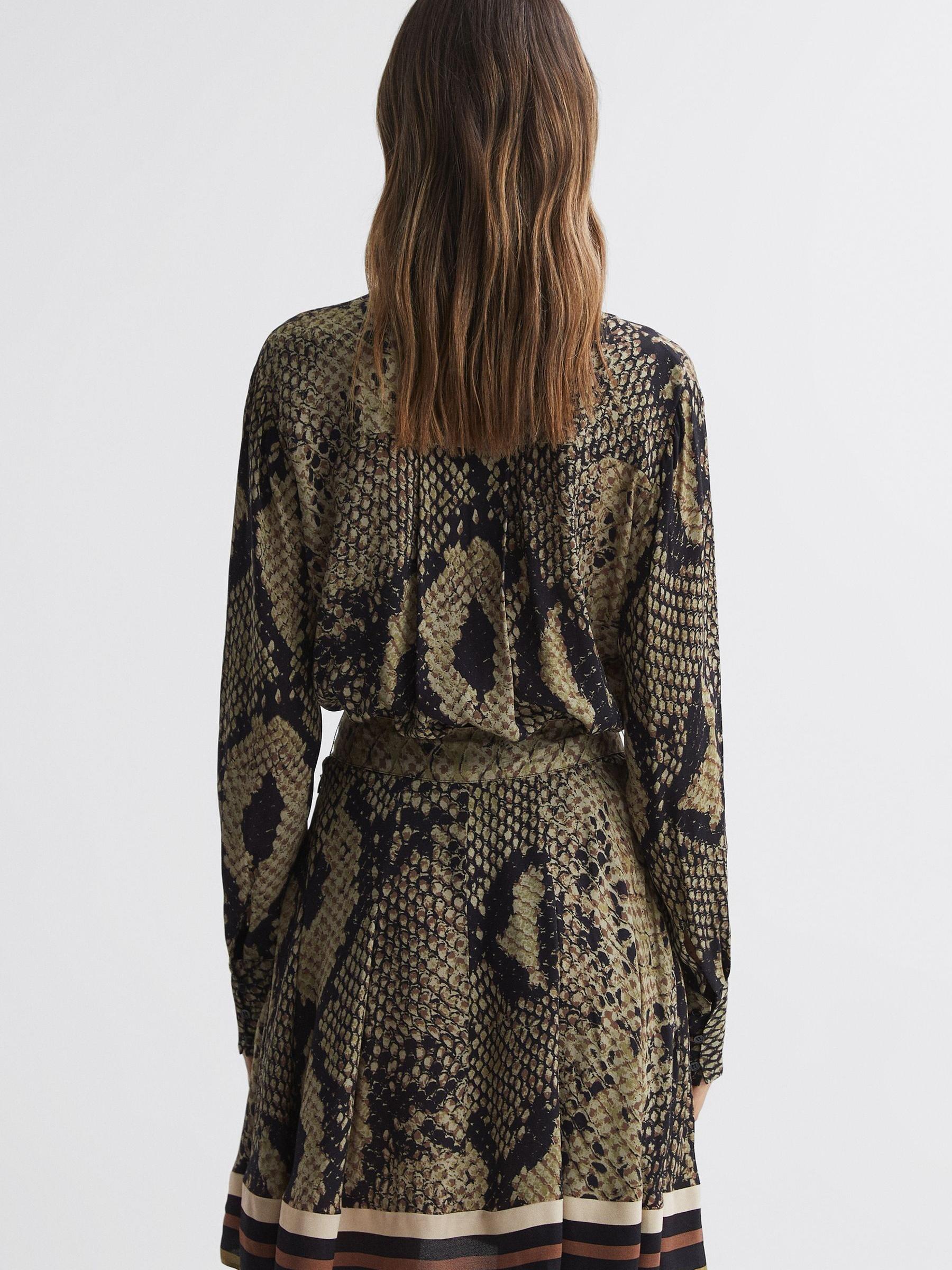 Snake Print Belted Mini Dress in Brown - Image 4 of 4
