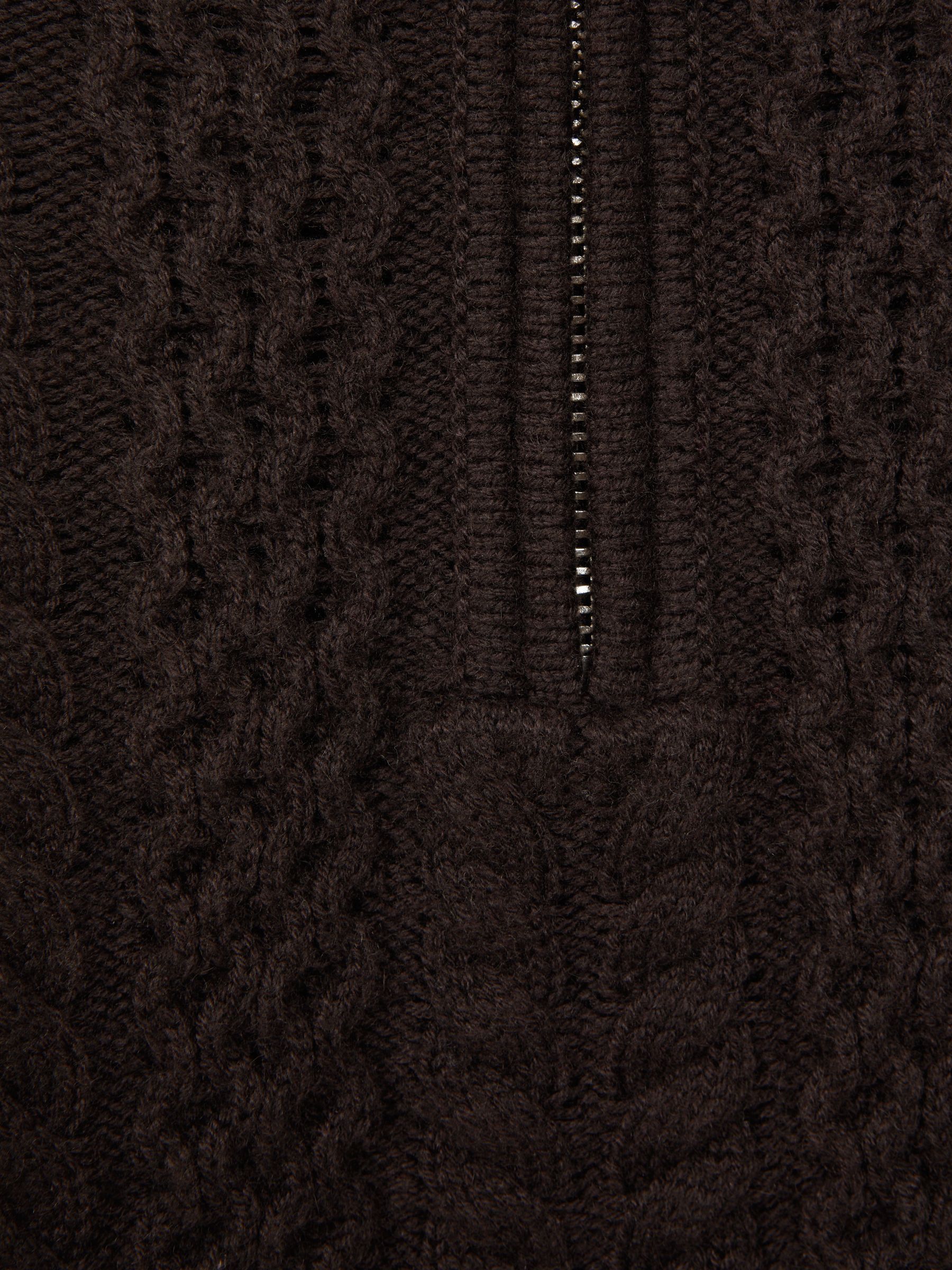 9-14 yrs Slim Fit Knitted Half-Zip Jumper in Chocolate - Image 6 of 6