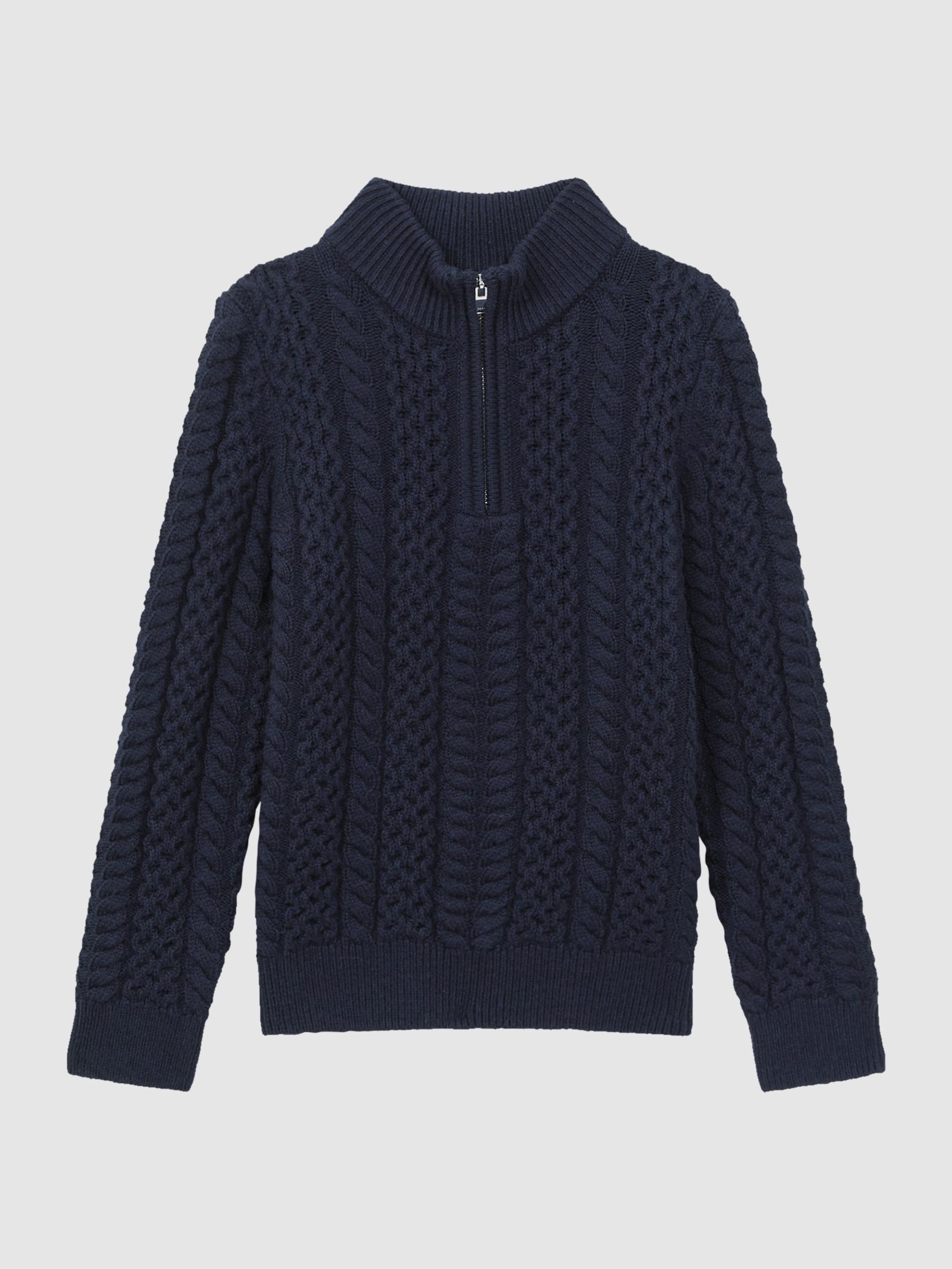 3-9 yrs Slim Fit Knitted Half-Zip Jumper in Navy - Image 2 of 6 3-9 yrs Slim Fit Knitted Half-Zip Jumper in Navy - Image 2 of 6