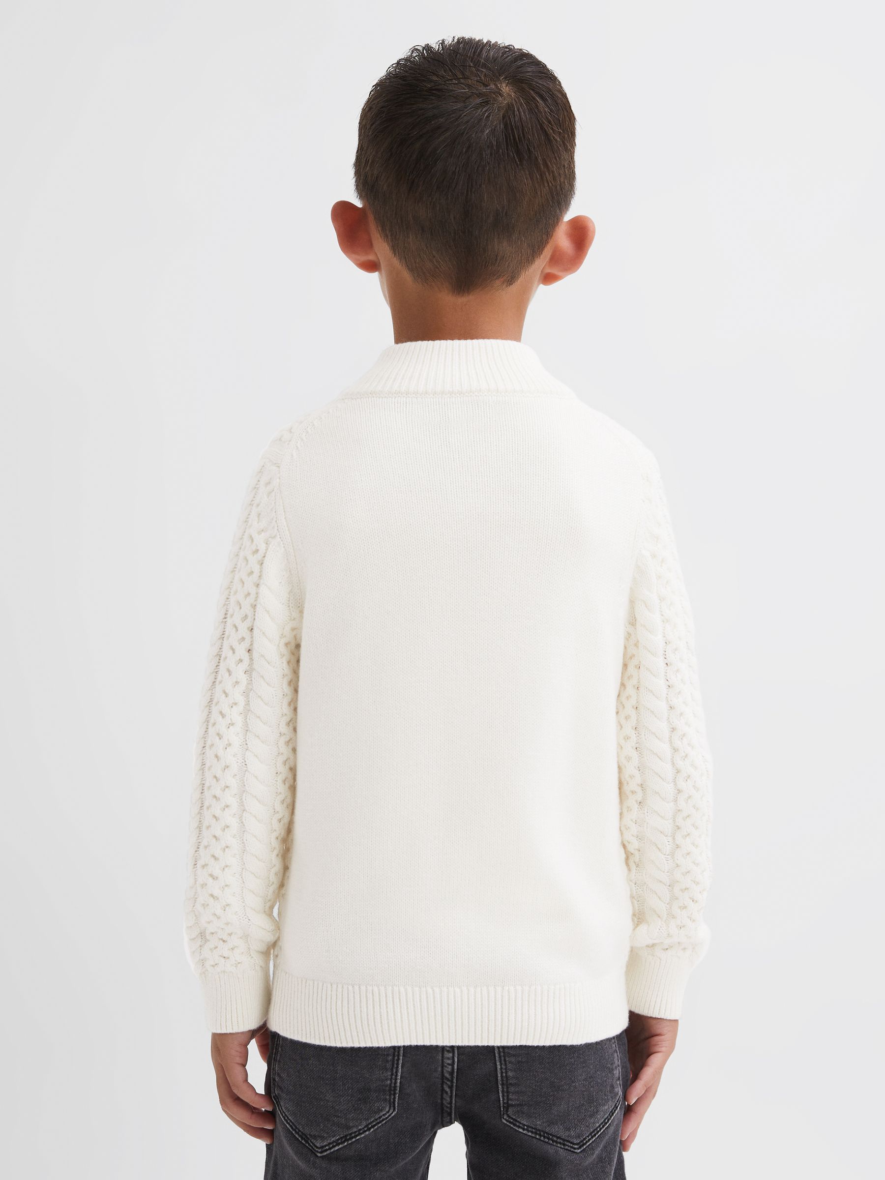 3-9 yrs Slim Fit Knitted Half-Zip Jumper in Ecru - Image 5 of 6