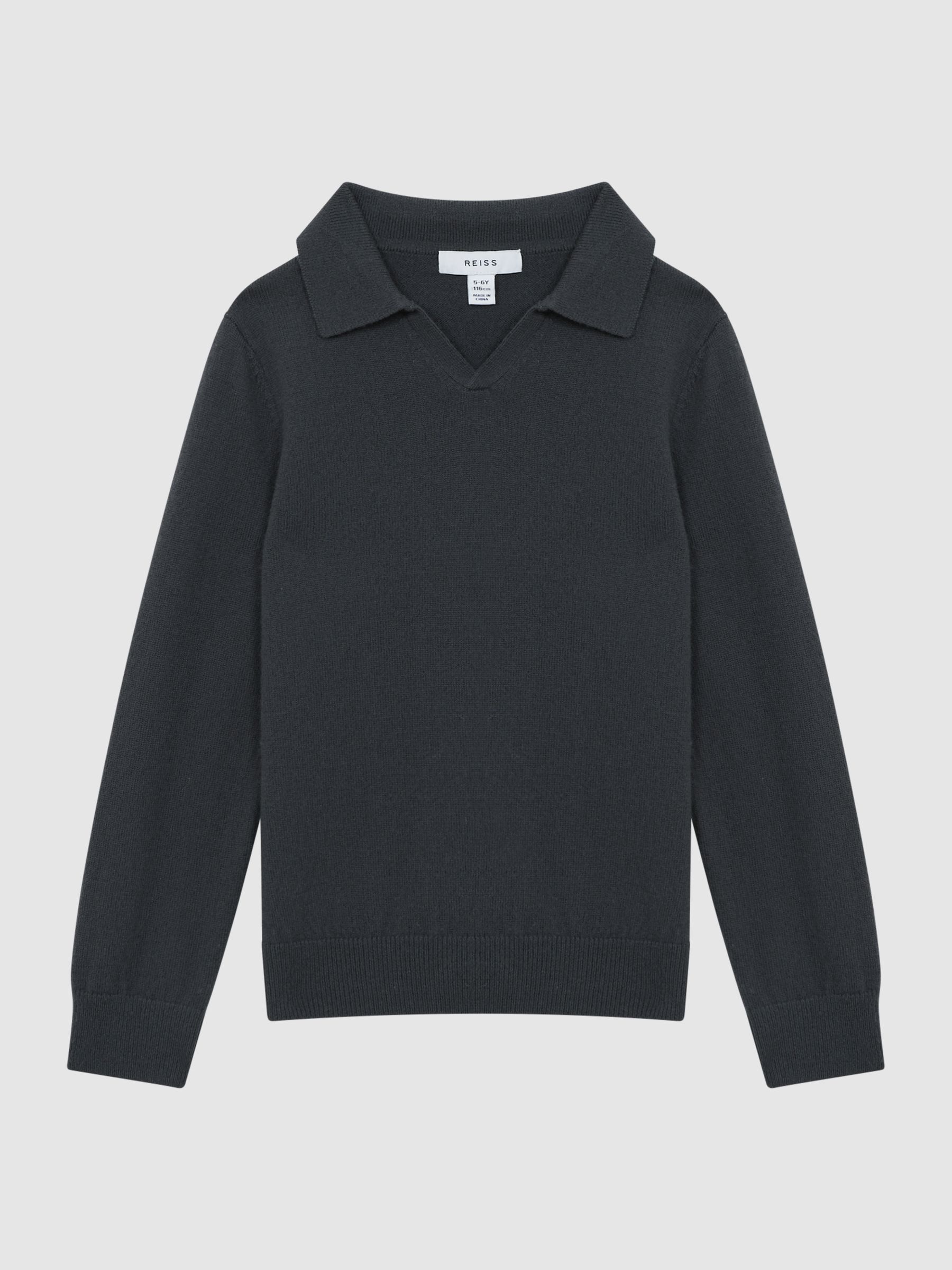 Senior Wool Open Collar Top in Anthracite Grey - Image 2 of 5 Senior Wool Open Collar Top in Anthracite Grey - Image 2 of 5