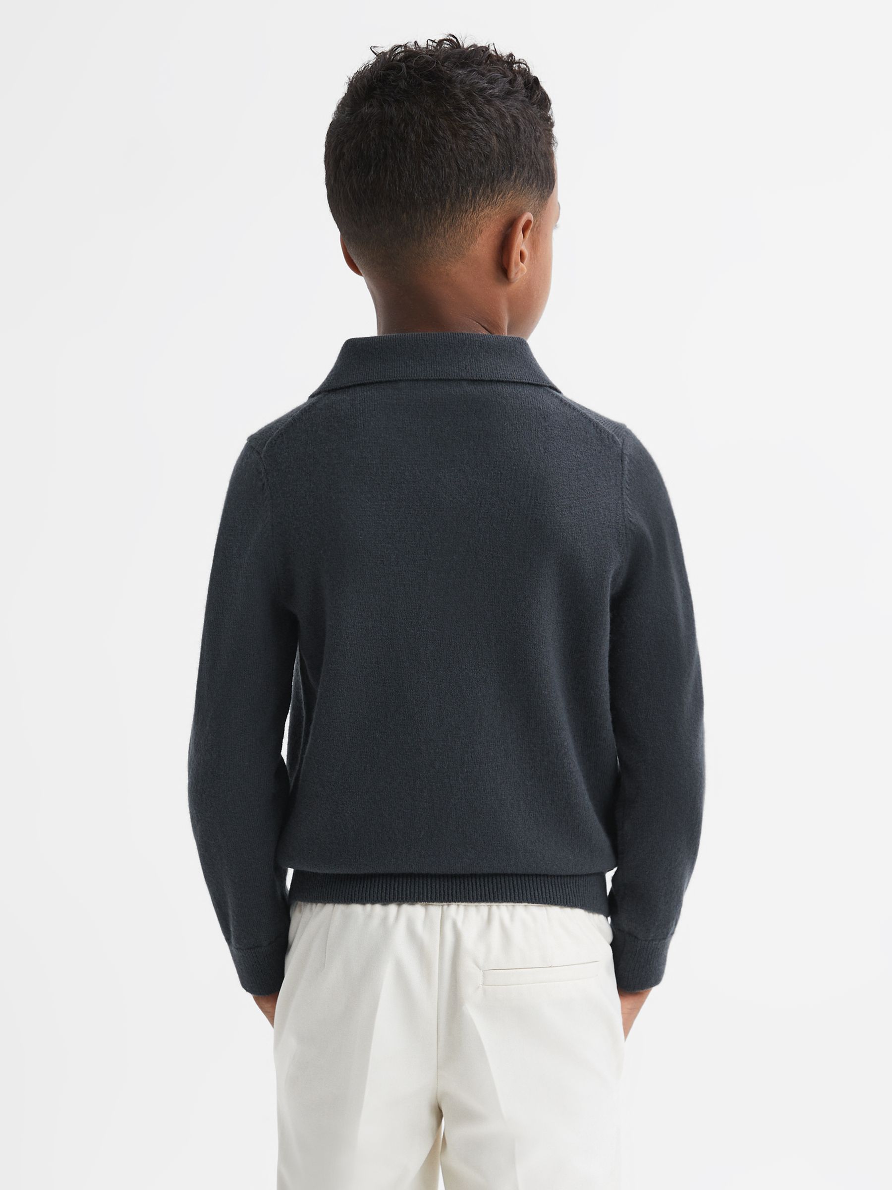 Senior Wool Open Collar Top in Anthracite Grey - Image 4 of 5