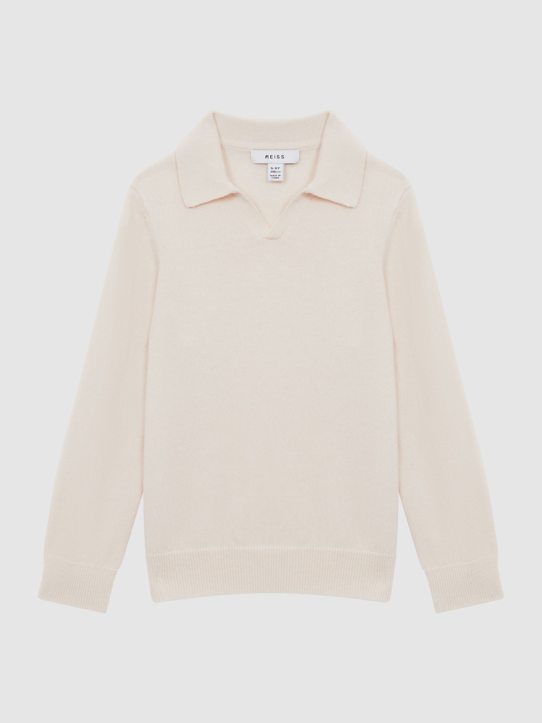 9-14 yrs Wool Open Collar Top in Milk - Image 2 of 6