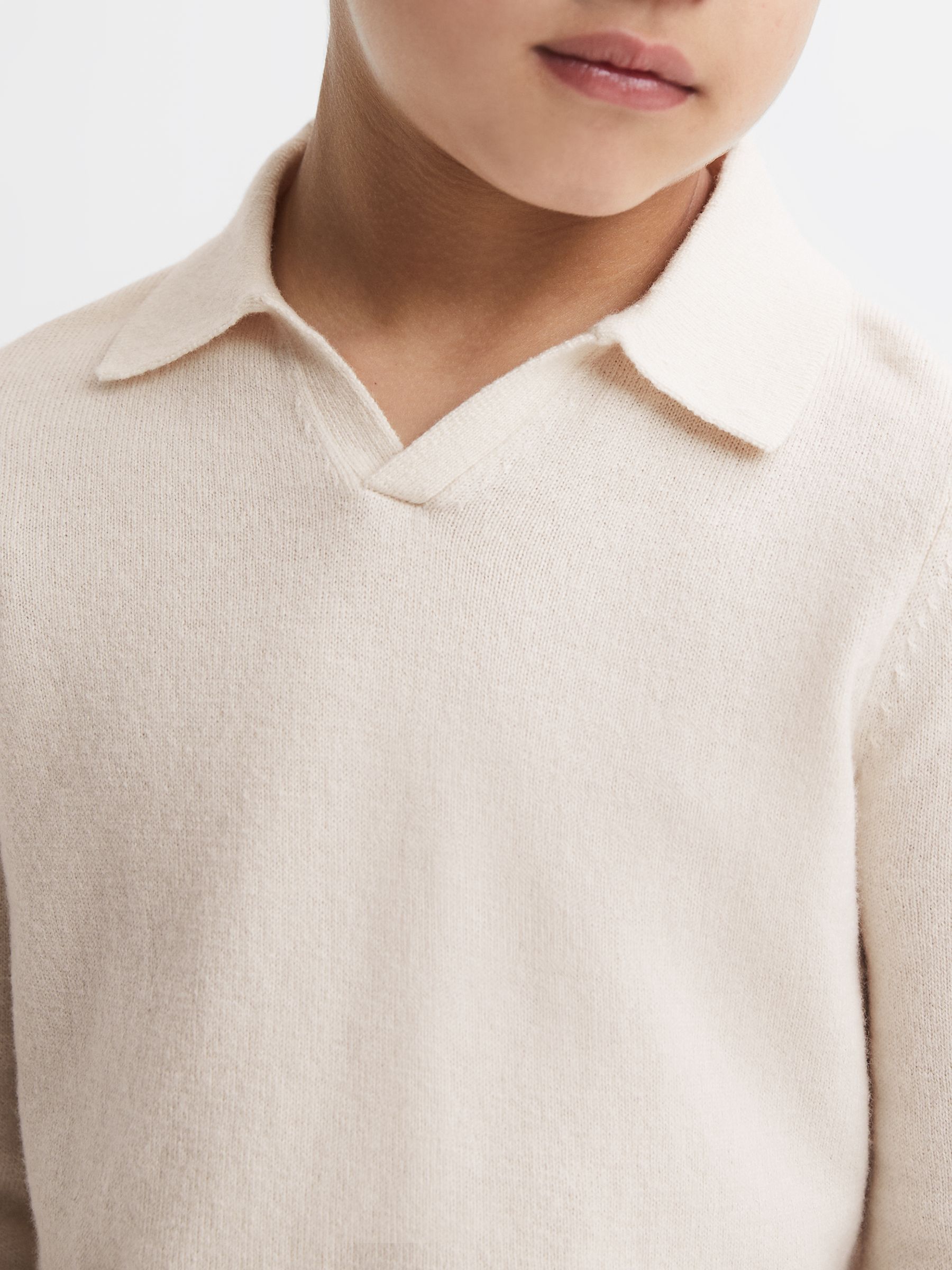 9-14 yrs Wool Open Collar Top in Milk - Image 4 of 6