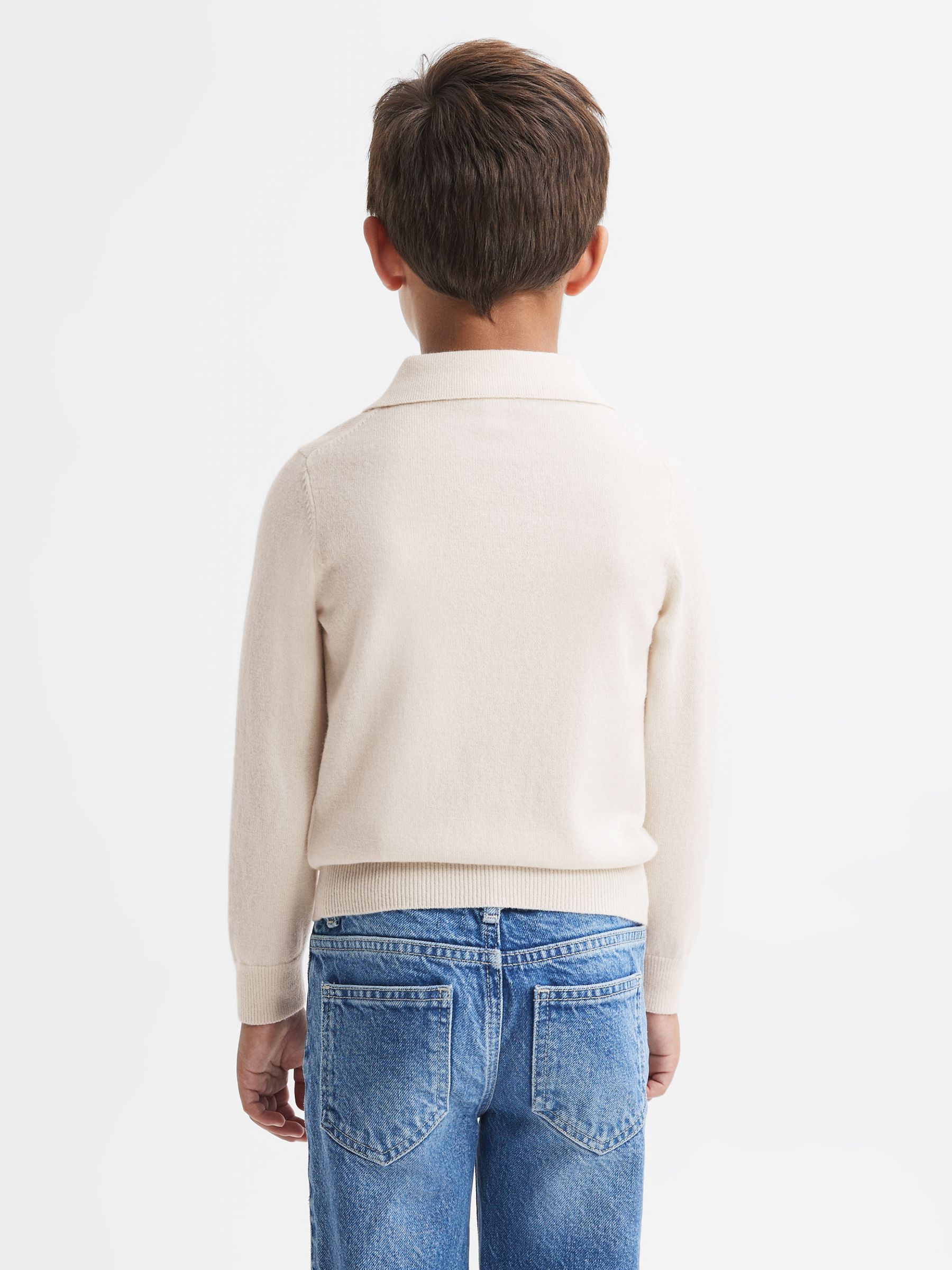 9-14 yrs Wool Open Collar Top in Milk - Image 5 of 6