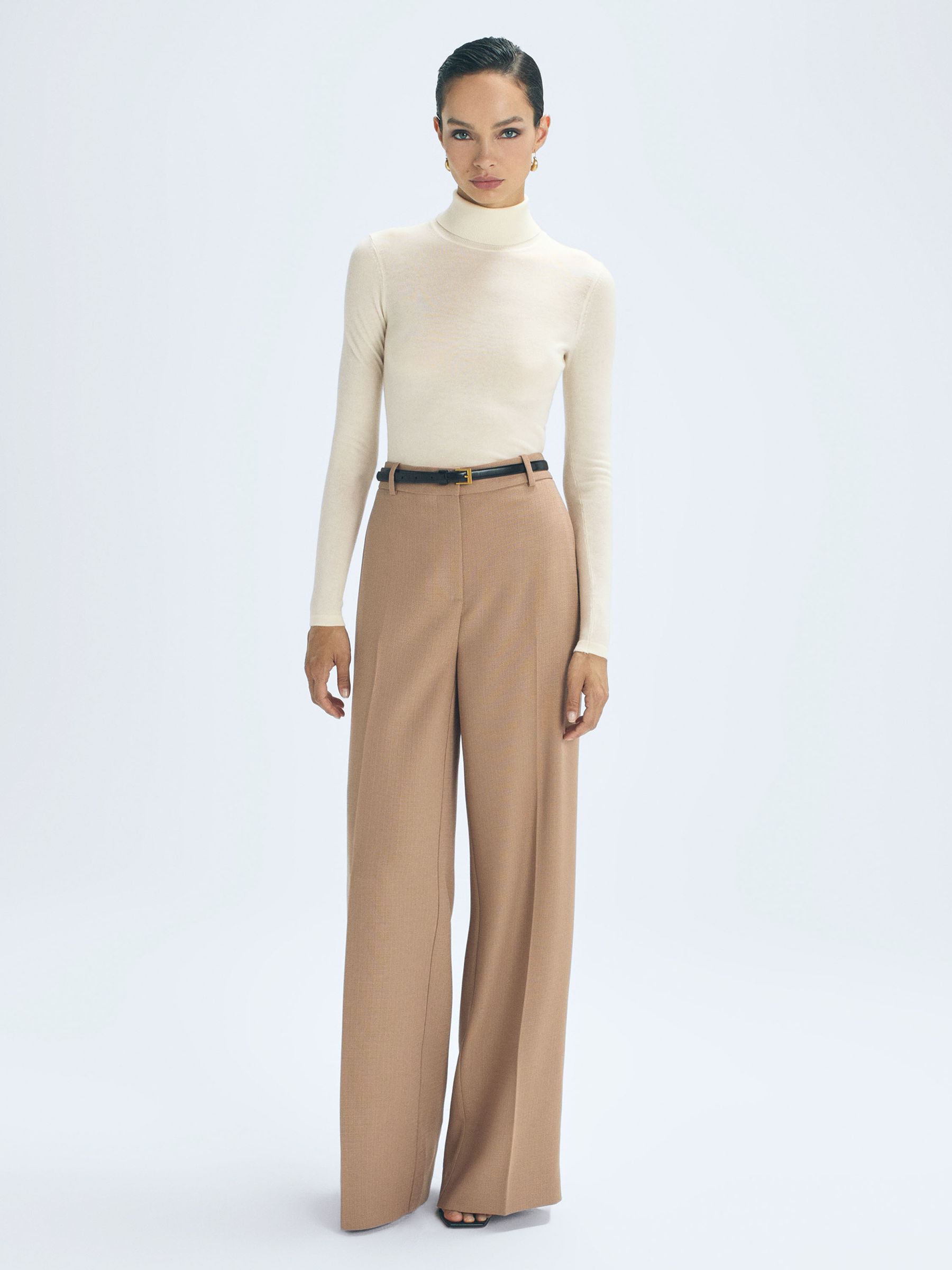 Atelier Cashmere Roll Neck Top in Cream - Image 3 of 5