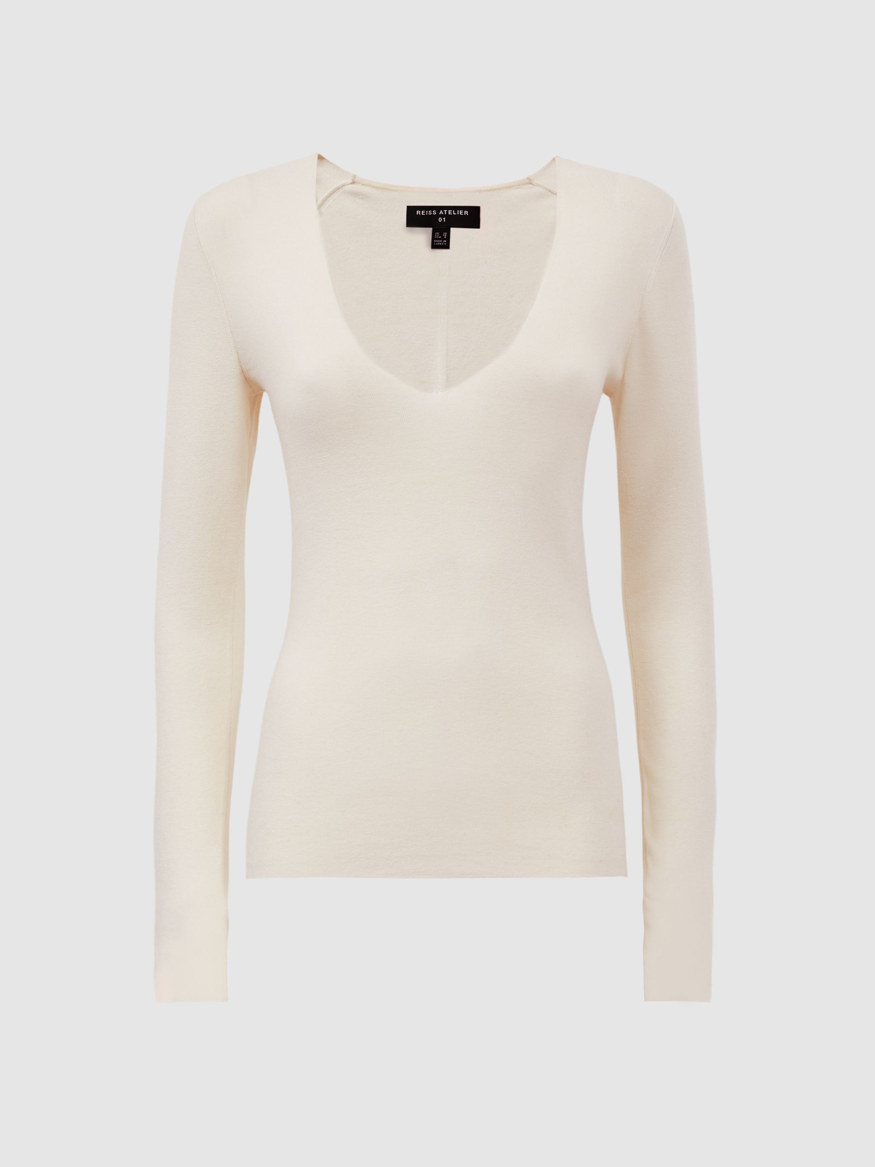 Silk V-Neck Top in Off White - Image 2 of 6