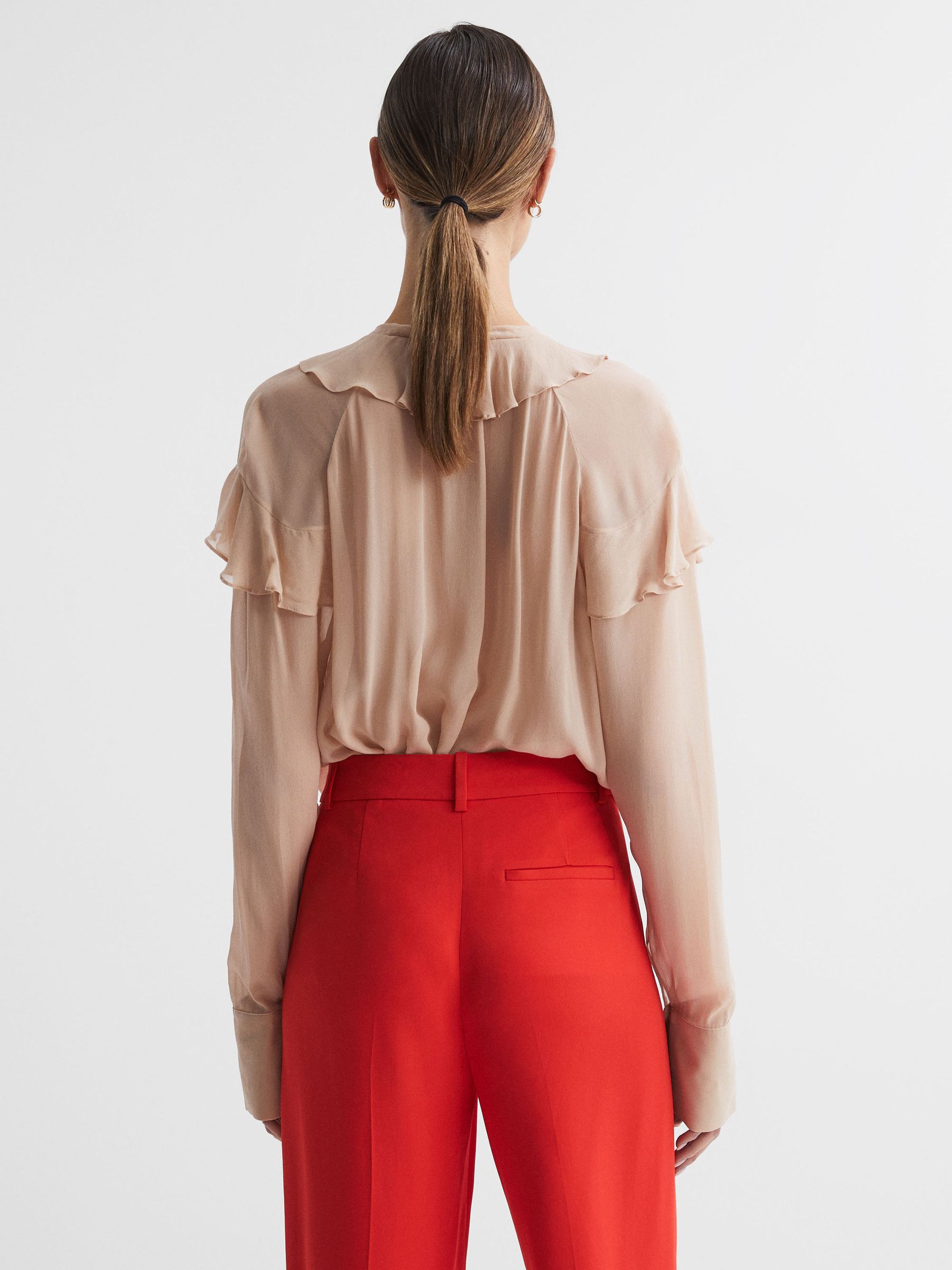 Sheer Ruffle Blouse in Nude - Image 6 of 6