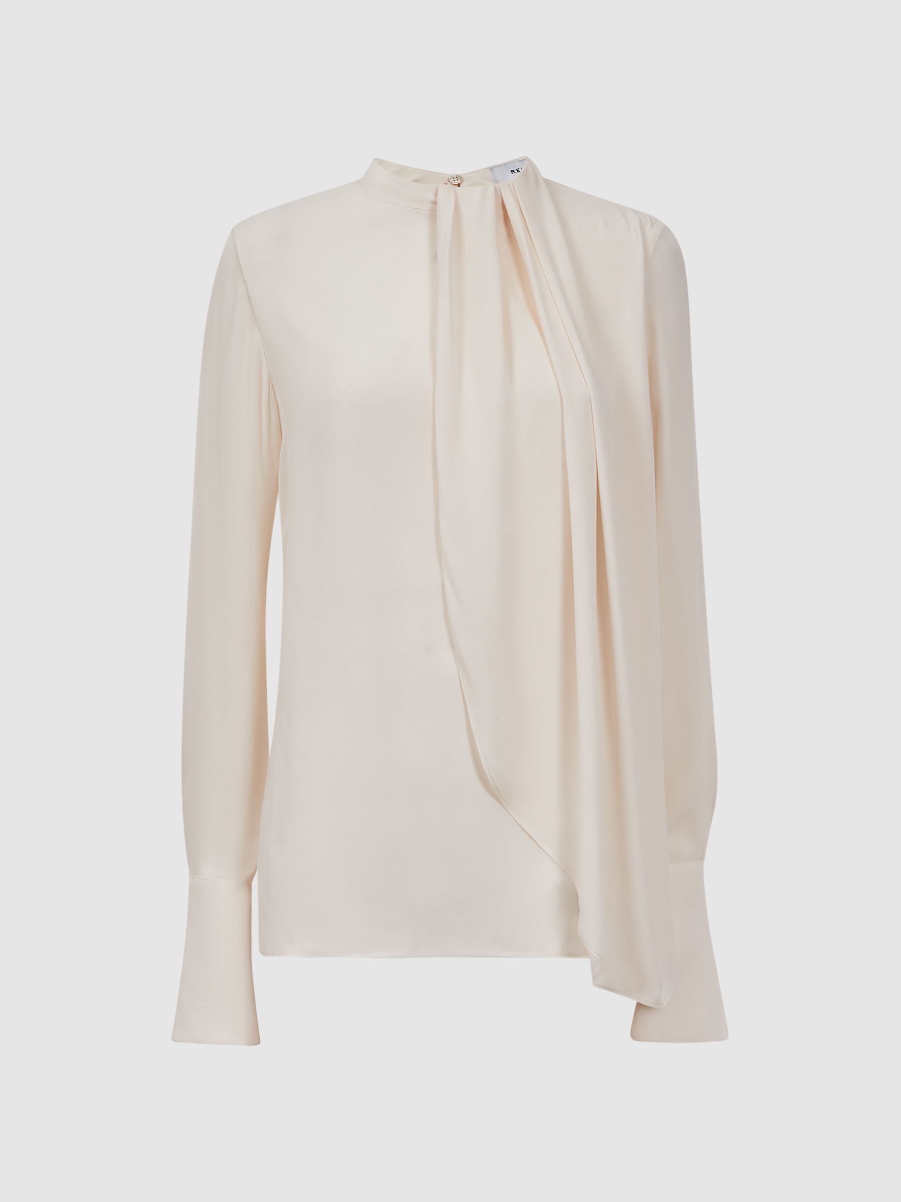 Pleat Front Long Sleeve Blouse in Cream - Image 2 of 4