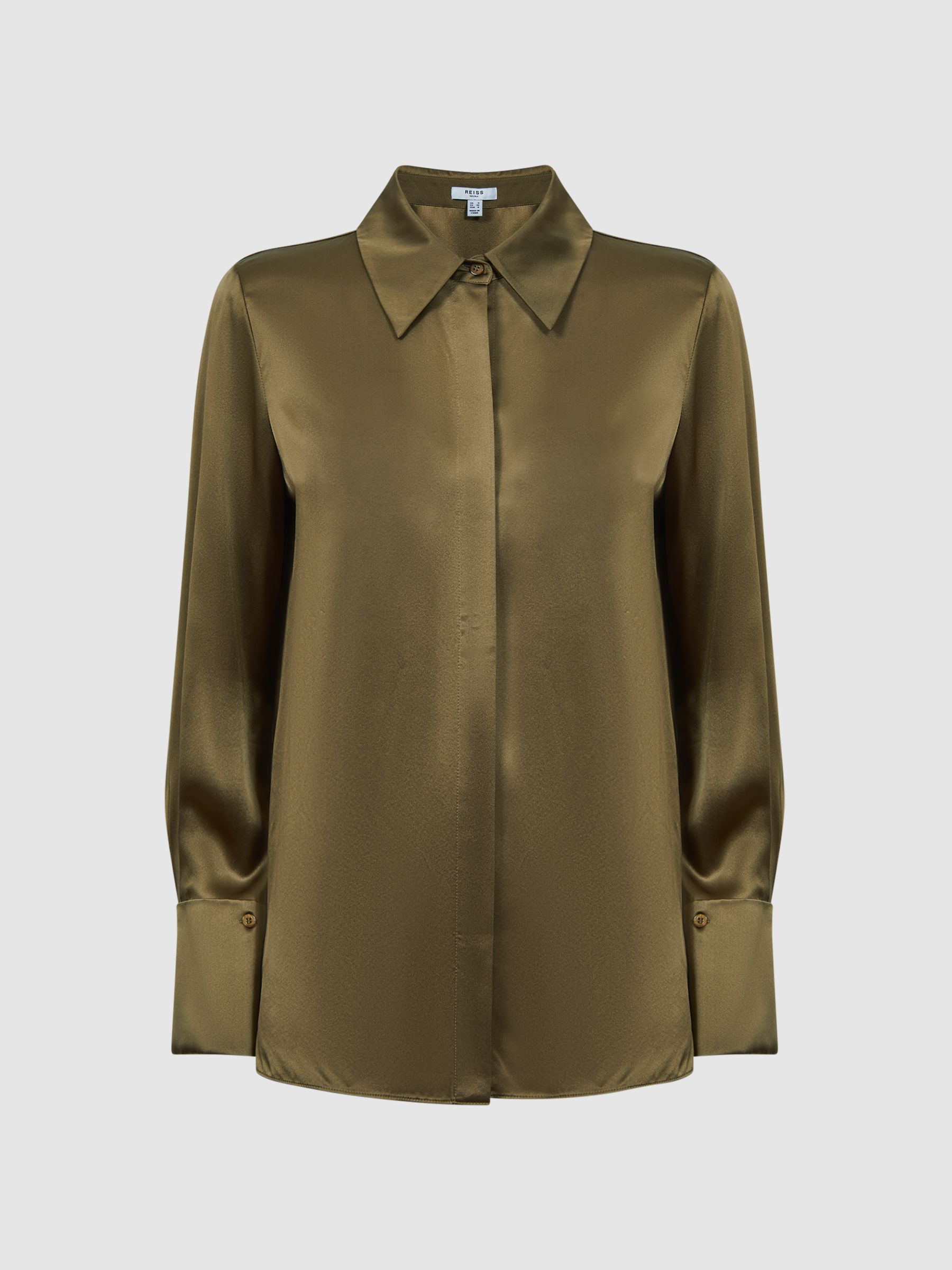 Silk Shirt in Khaki - Image 2 of 5 Silk Shirt in Khaki - Image 2 of 5
