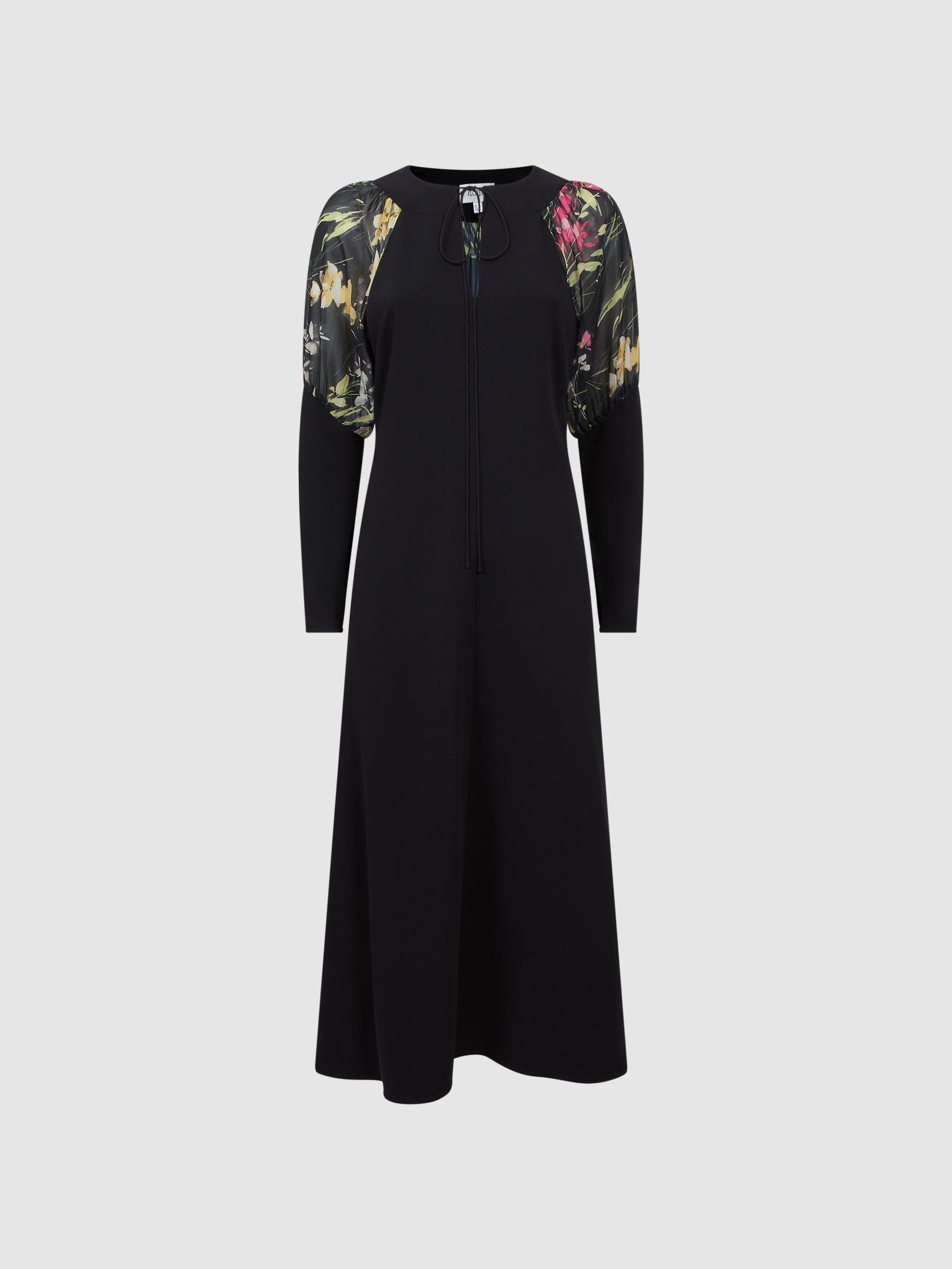 Florere Print Sleeve Midi Dress in Black - Image 2 of 5
