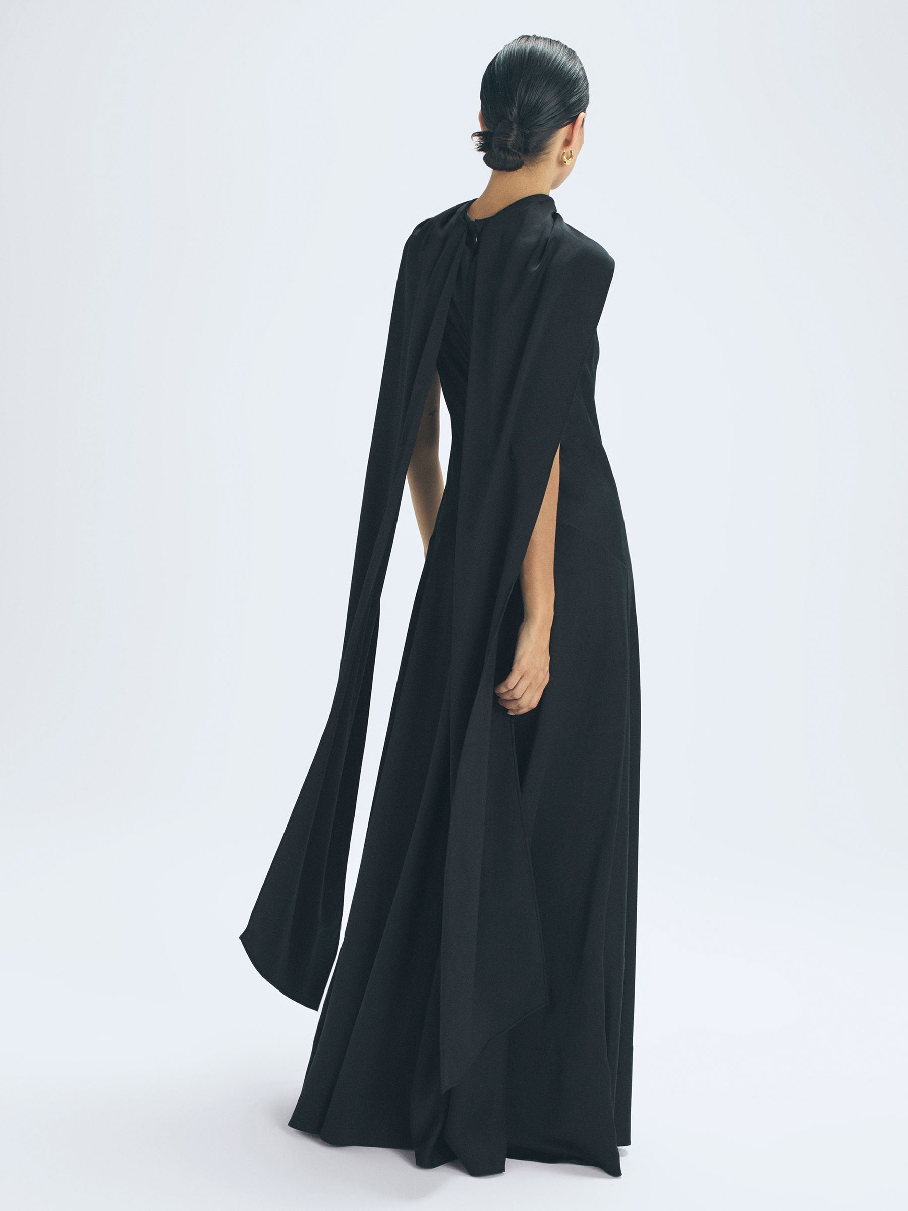 Reiss Atelier Cape Maxi Dress in Black - REISS