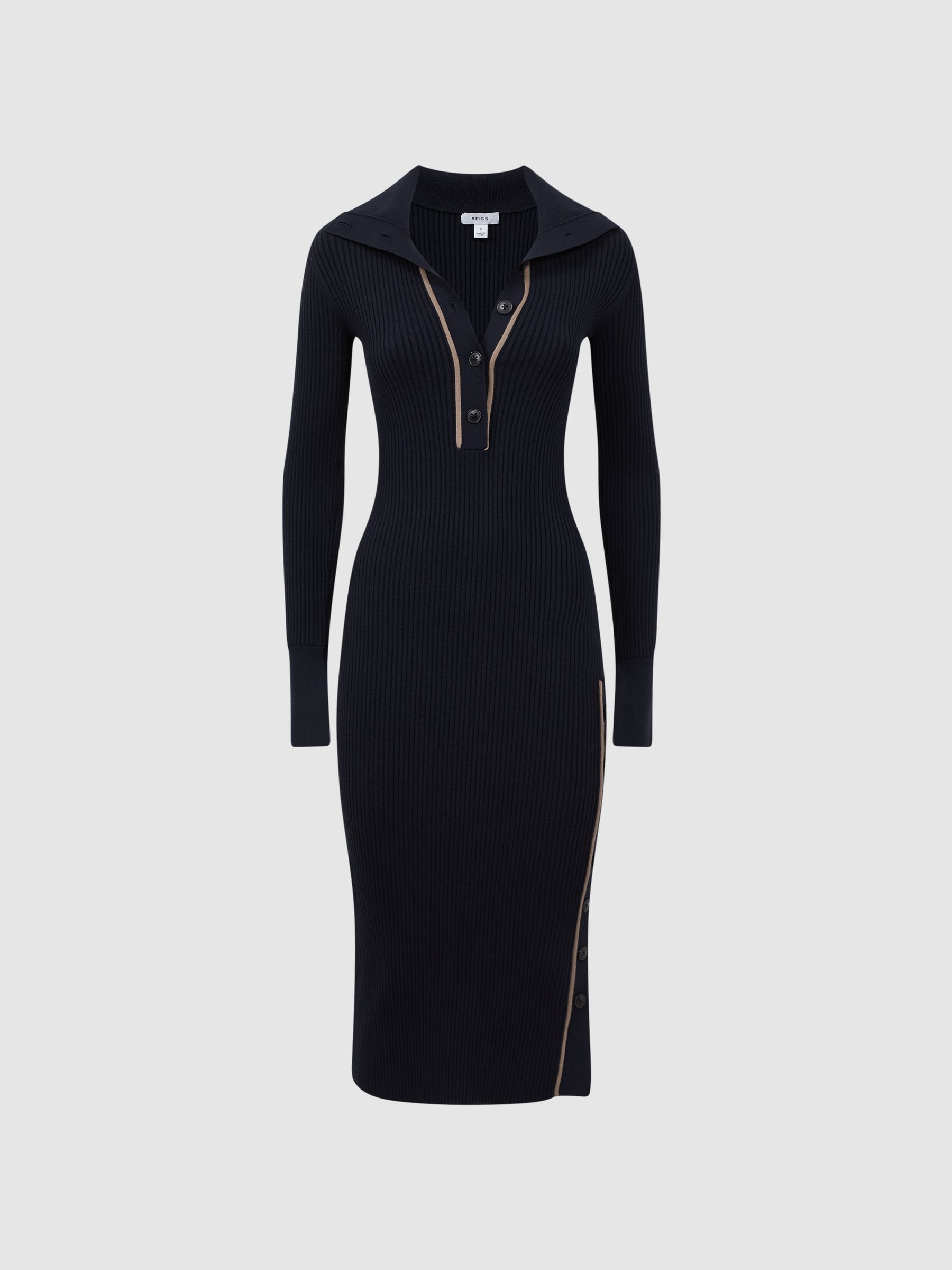 【海外限定】REISSワンピース☆Hannah flared knitted midi dres Buy Reiss Navy Hannah Round Neck Ribbed Midi Dress from Next USA
