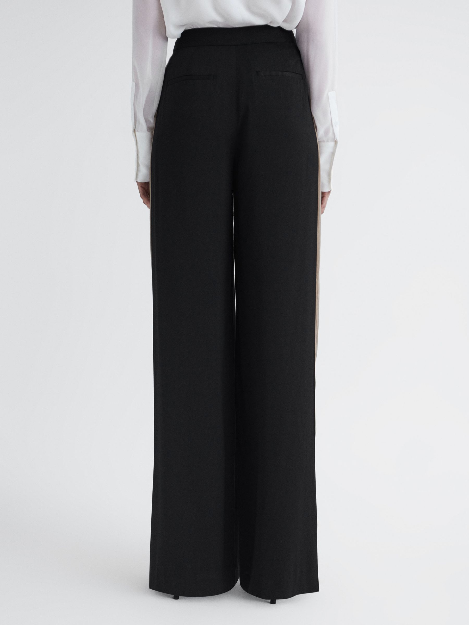 Wide Leg Side Stripe Trousers in Black - Image 5 of 5
